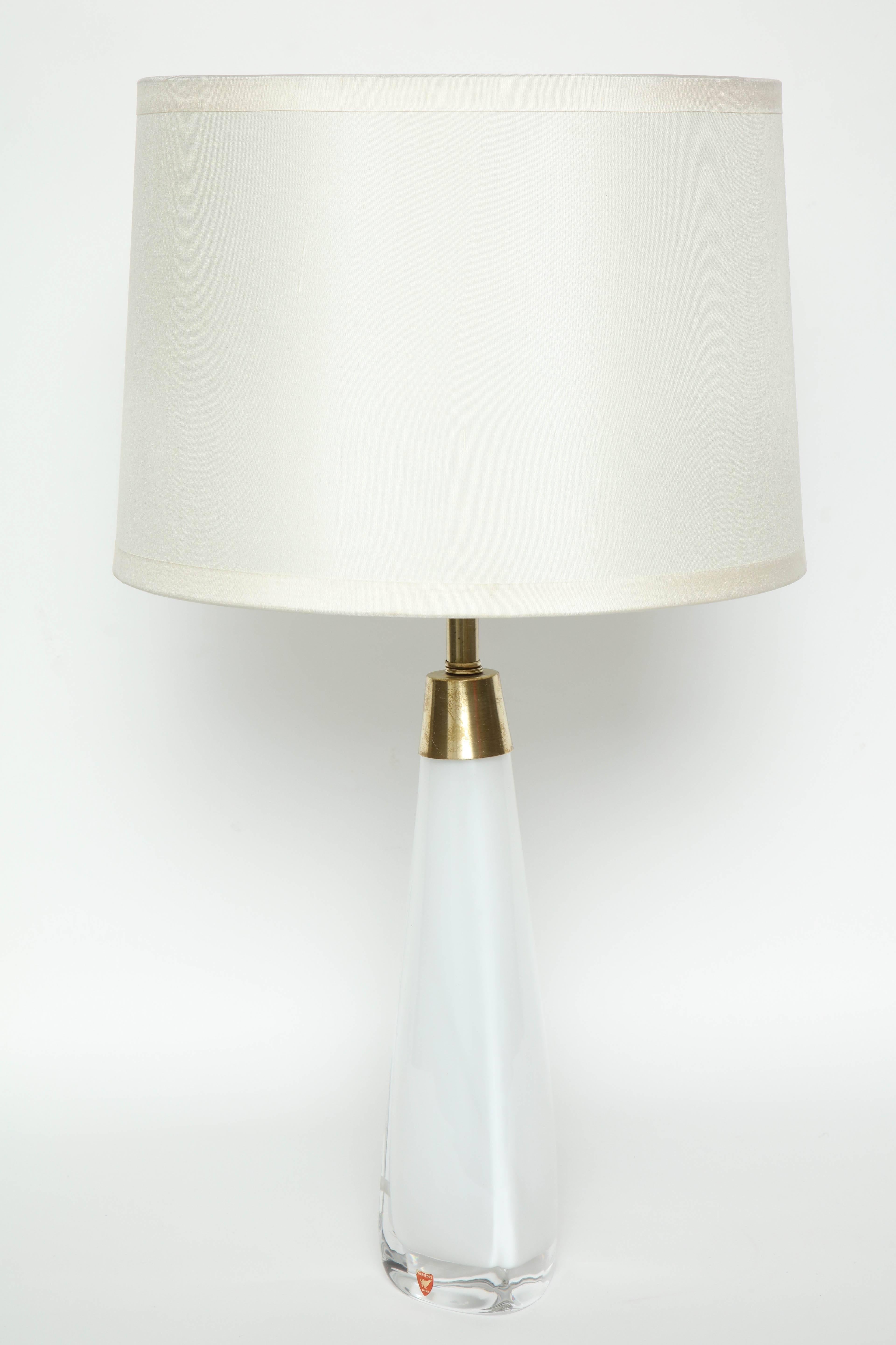 Nils Landberg for Orrefors White Crystal Lamps In Excellent Condition In New York, NY