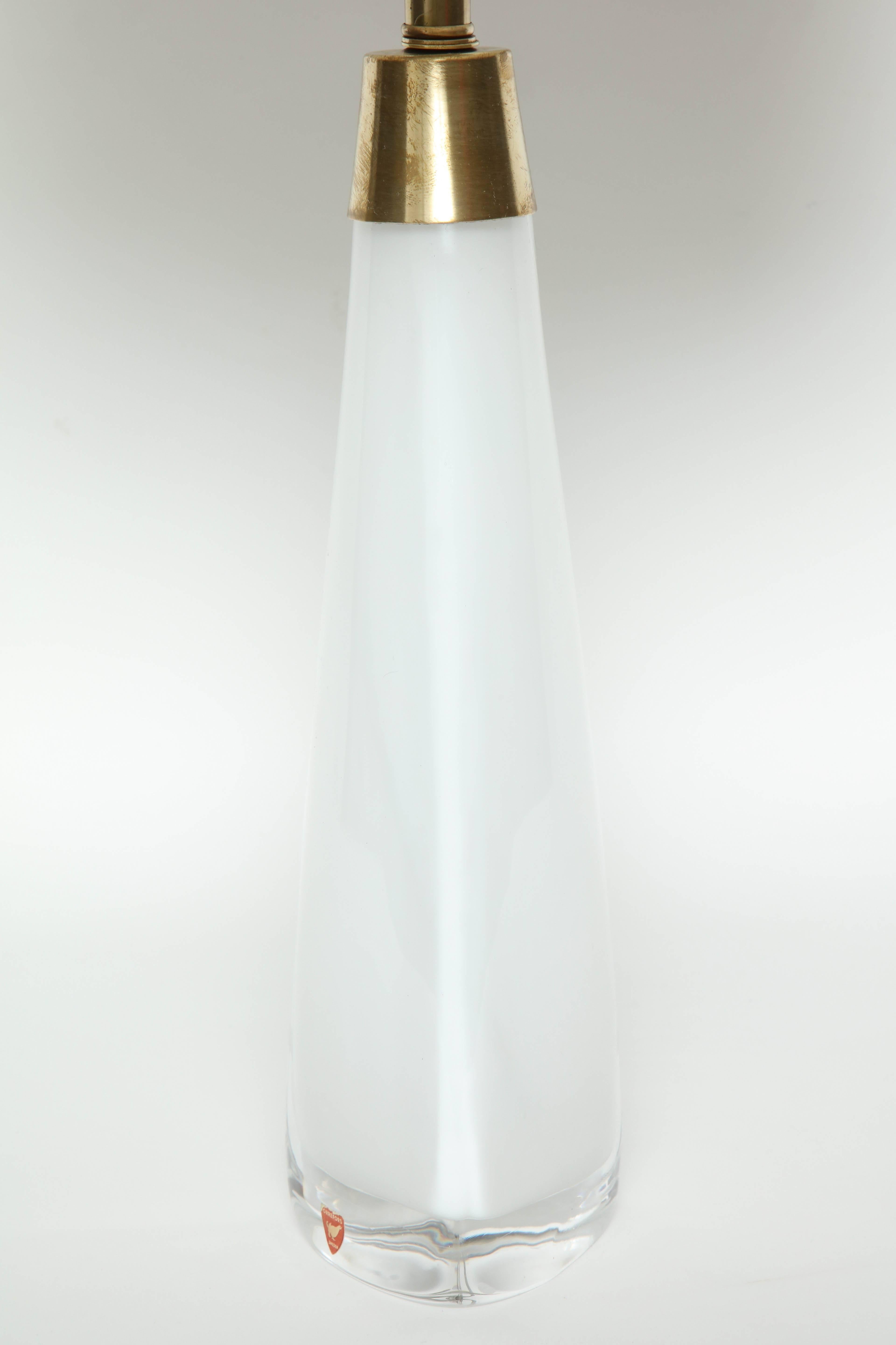 20th Century Nils Landberg for Orrefors White Crystal Lamps