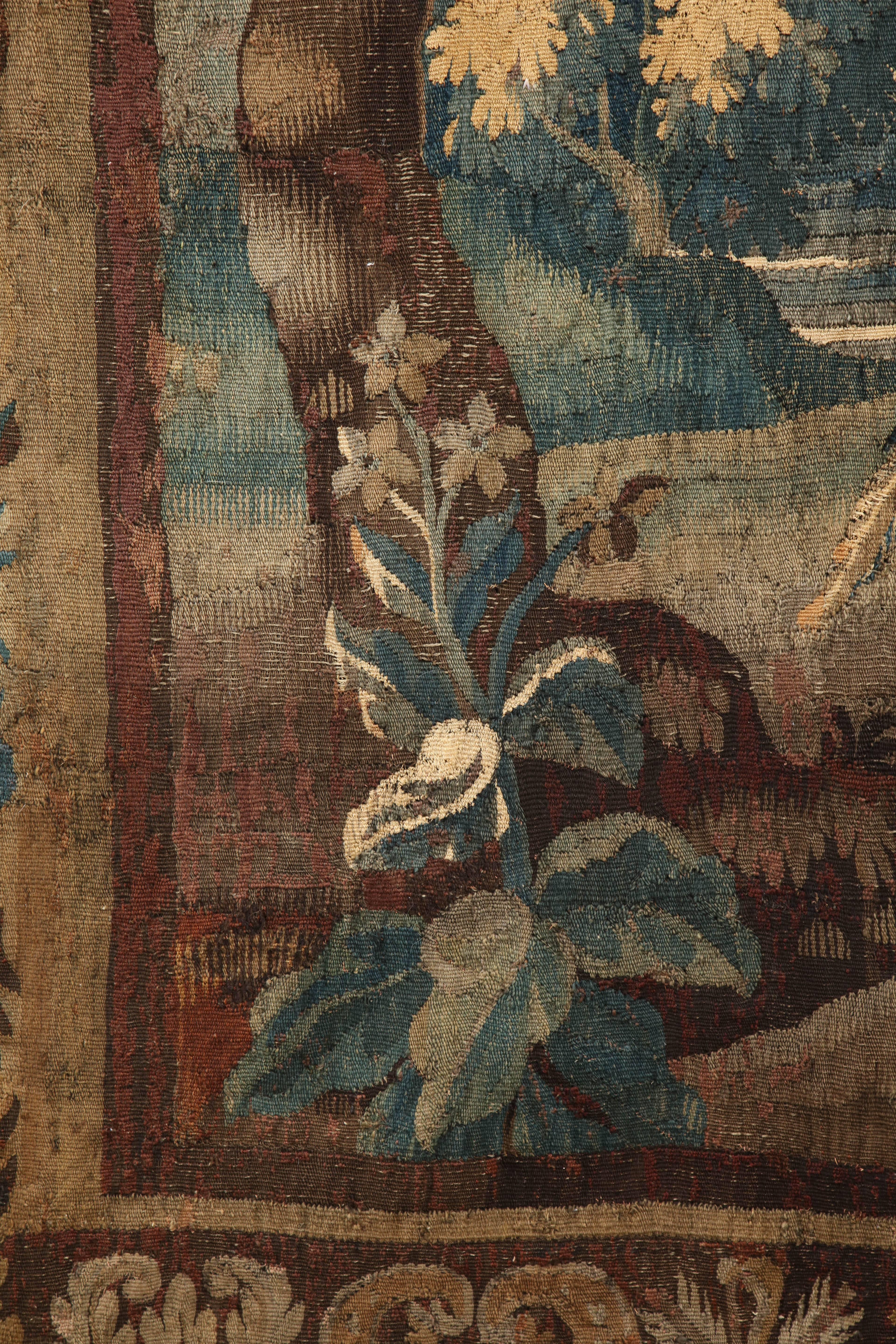 Antique Aubusson Verdure Landscape Tapestry. In Good Condition In Miami, FL