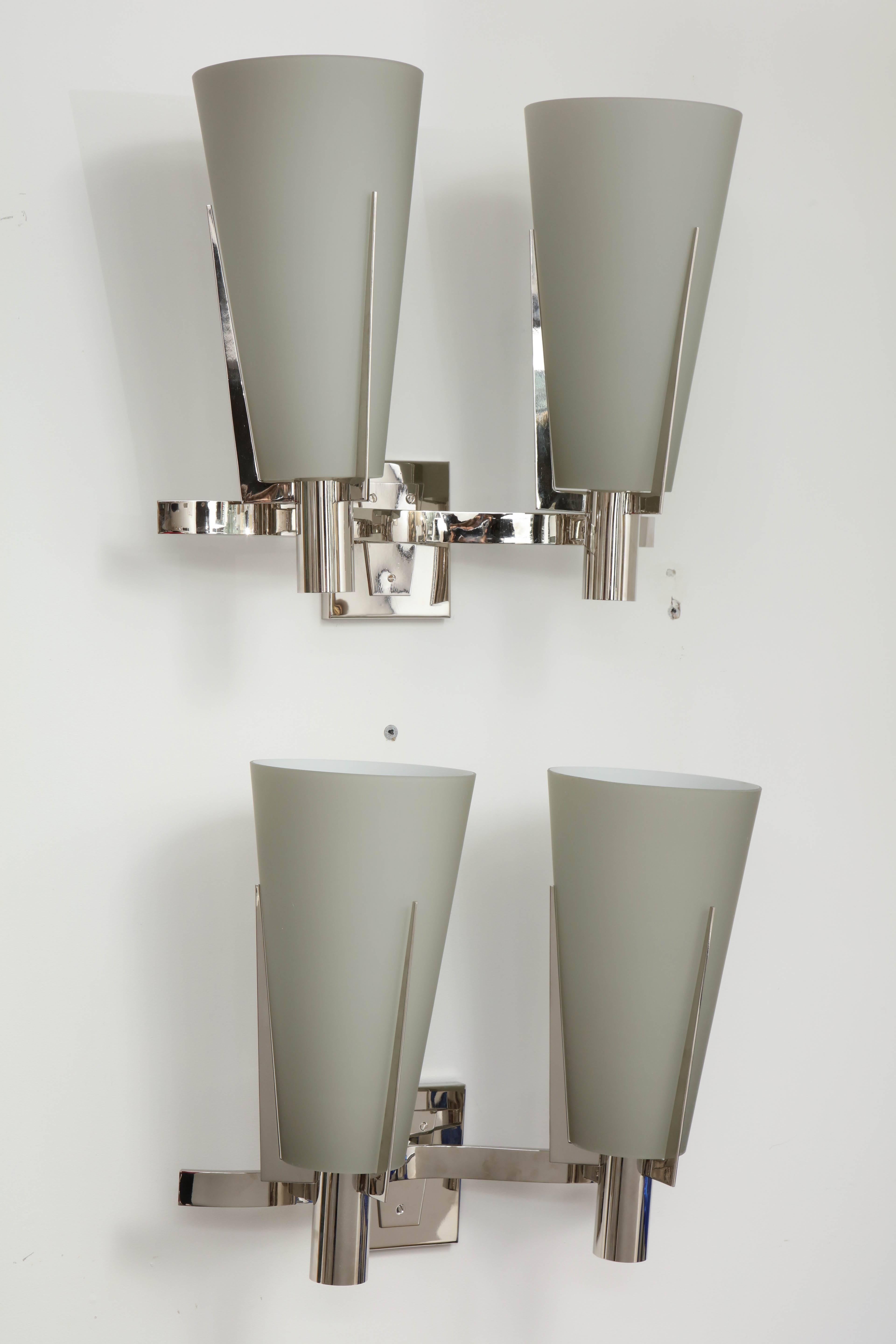 Mid-Century Modern Pair of Italian Double-Arm Wall Sconces