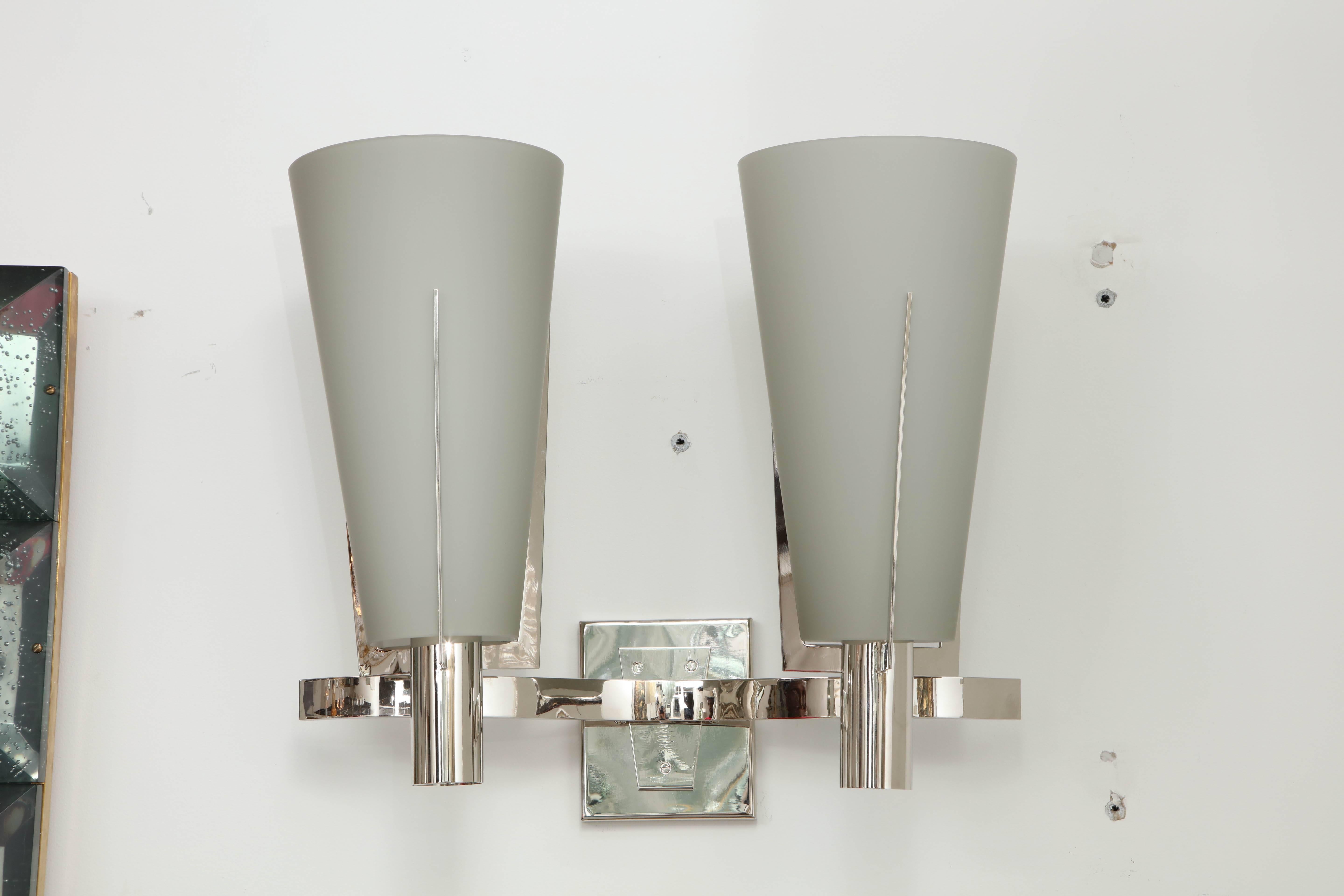 Plated Pair of Italian Double-Arm Wall Sconces