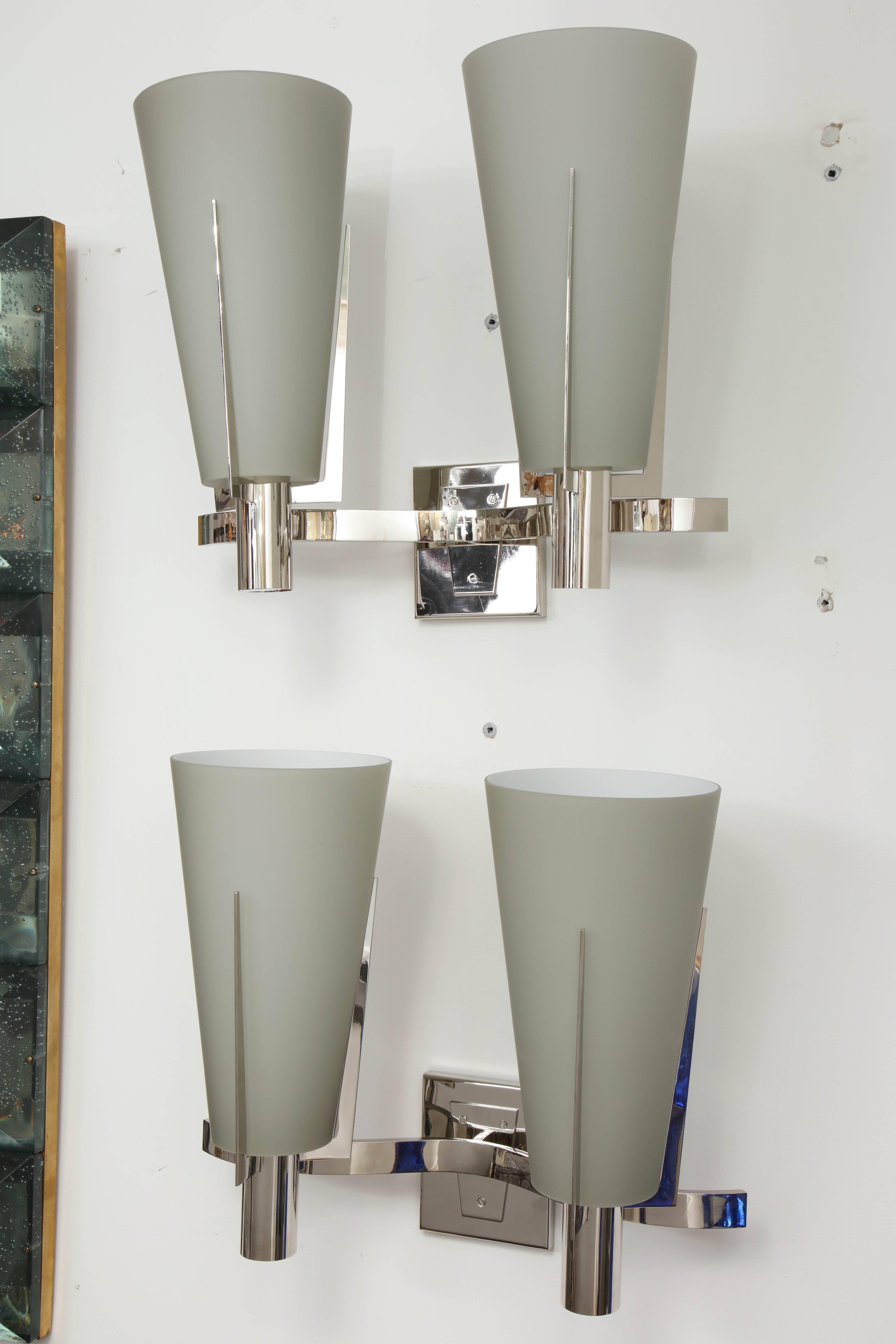 Pair of Italian Double-Arm Wall Sconces In Excellent Condition In Miami, FL
