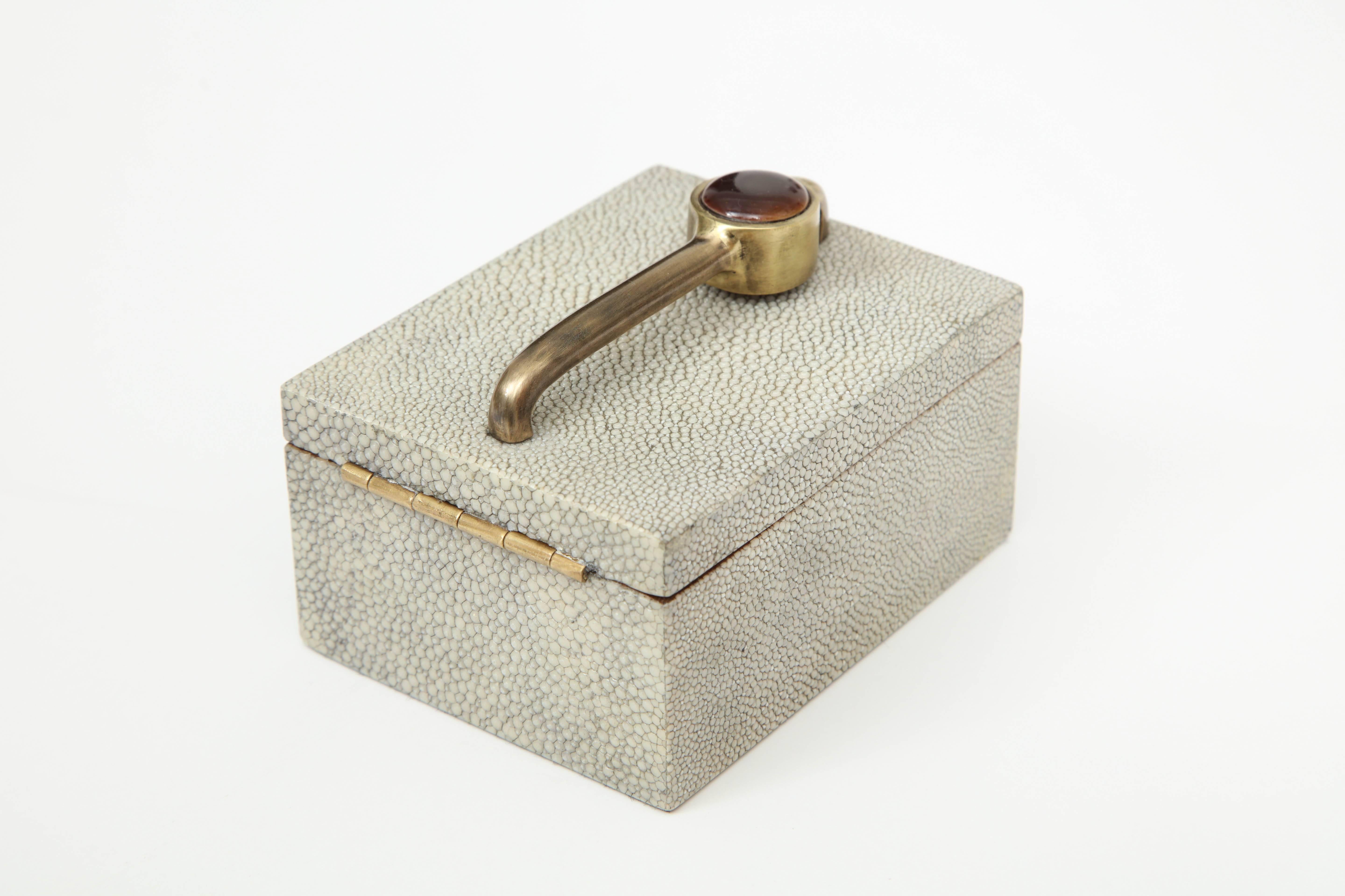 Art Deco Box, Shagreen with Bronze Details