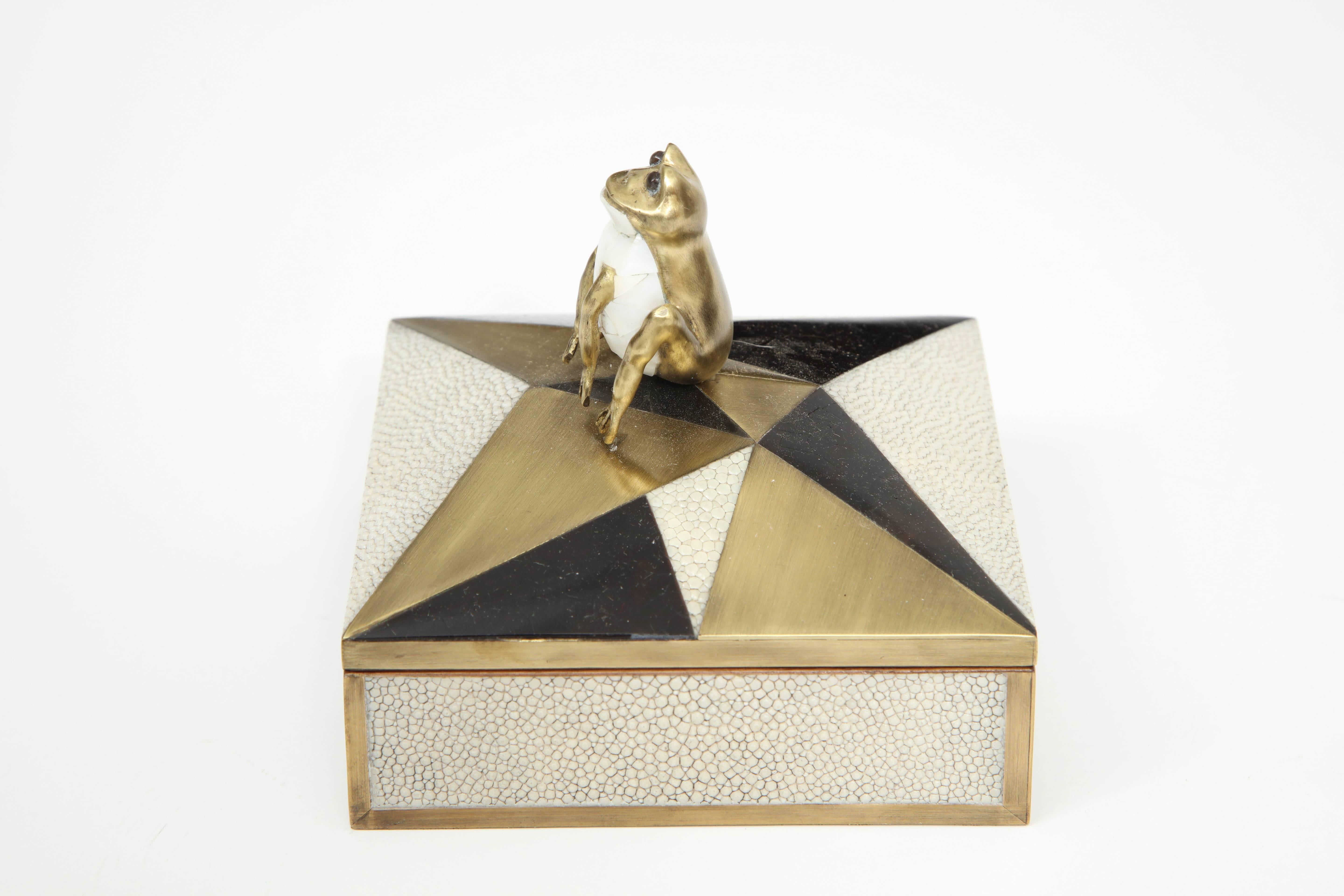 Art Deco Box, Shagreen, Palm Wood and Bronze, Offered by Area ID
