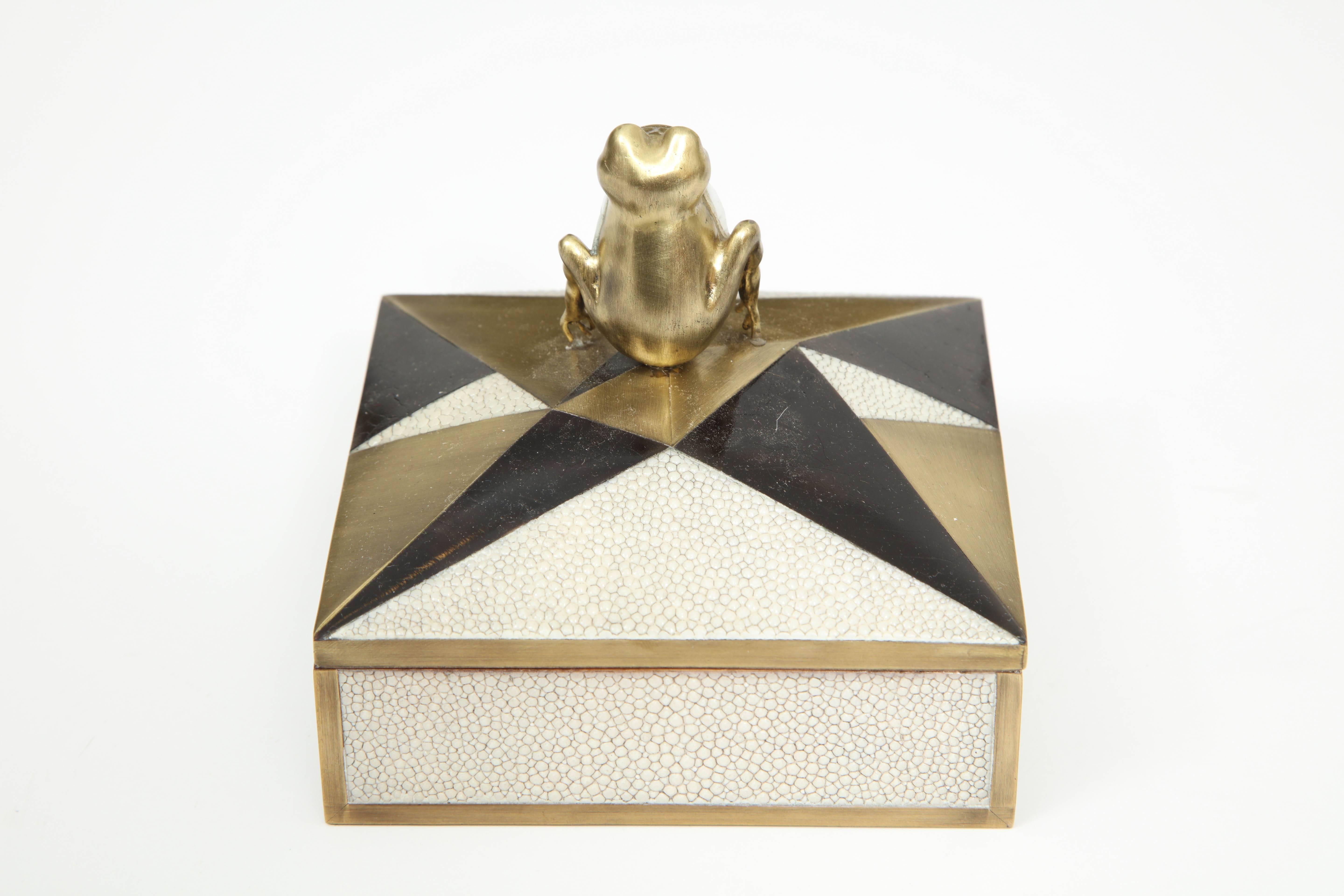 French Box, Shagreen, Palm Wood and Bronze, Offered by Area ID