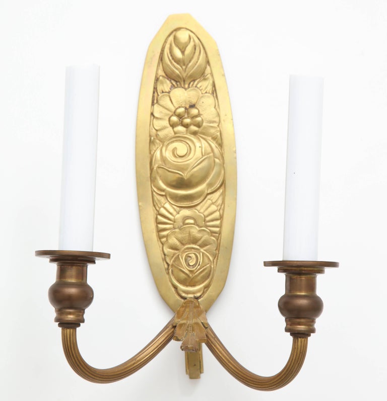 Pair of Vintage French Bronze Wall Candle Sconces For Sale at 1stDibs
