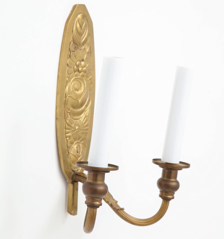 Pair of Vintage French Bronze Wall Candle Sconces For Sale at 1stDibs