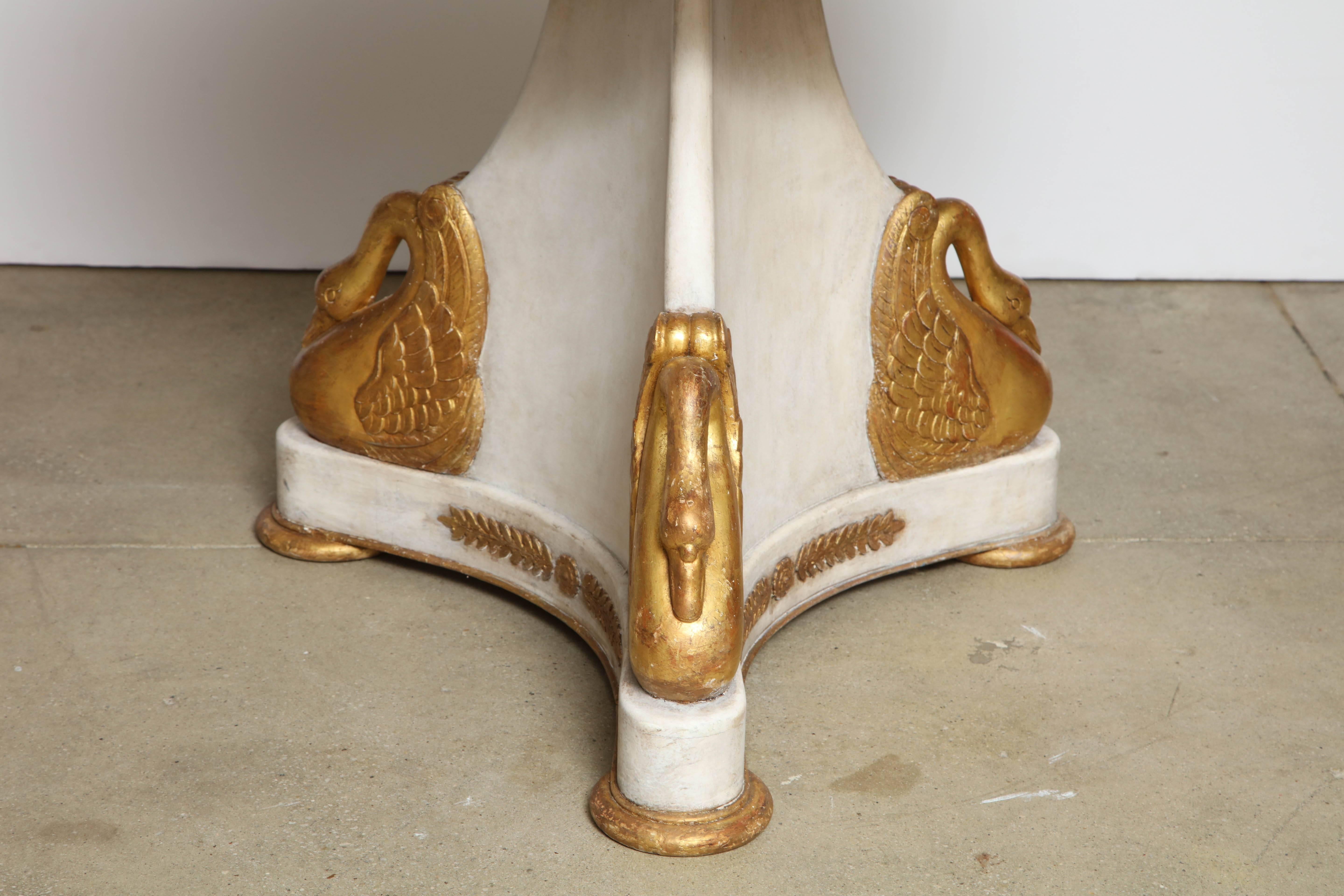 Empire Round Painted and Parcel-Gilt Table with Marble Top