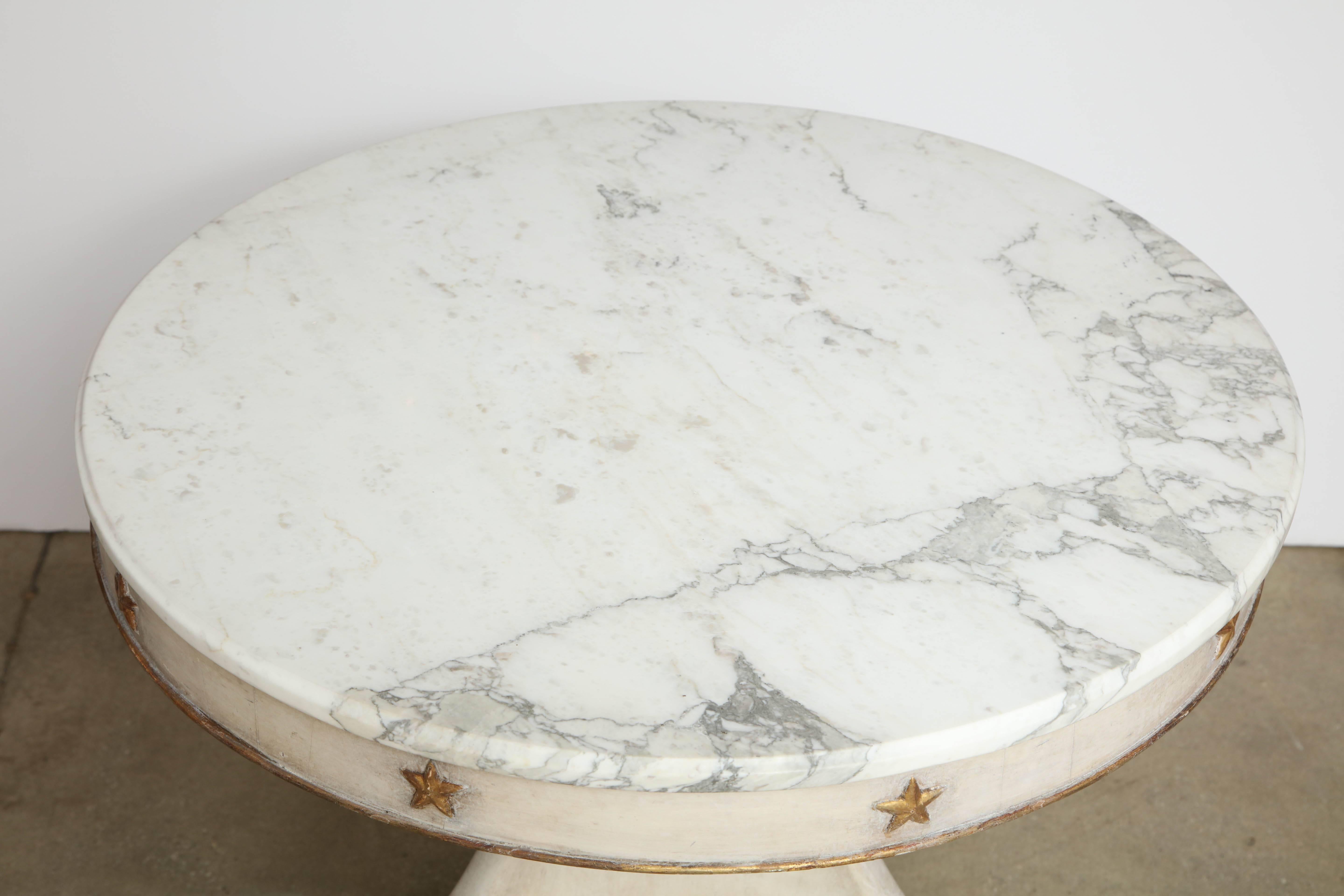Round Painted and Parcel-Gilt Table with Marble Top 3