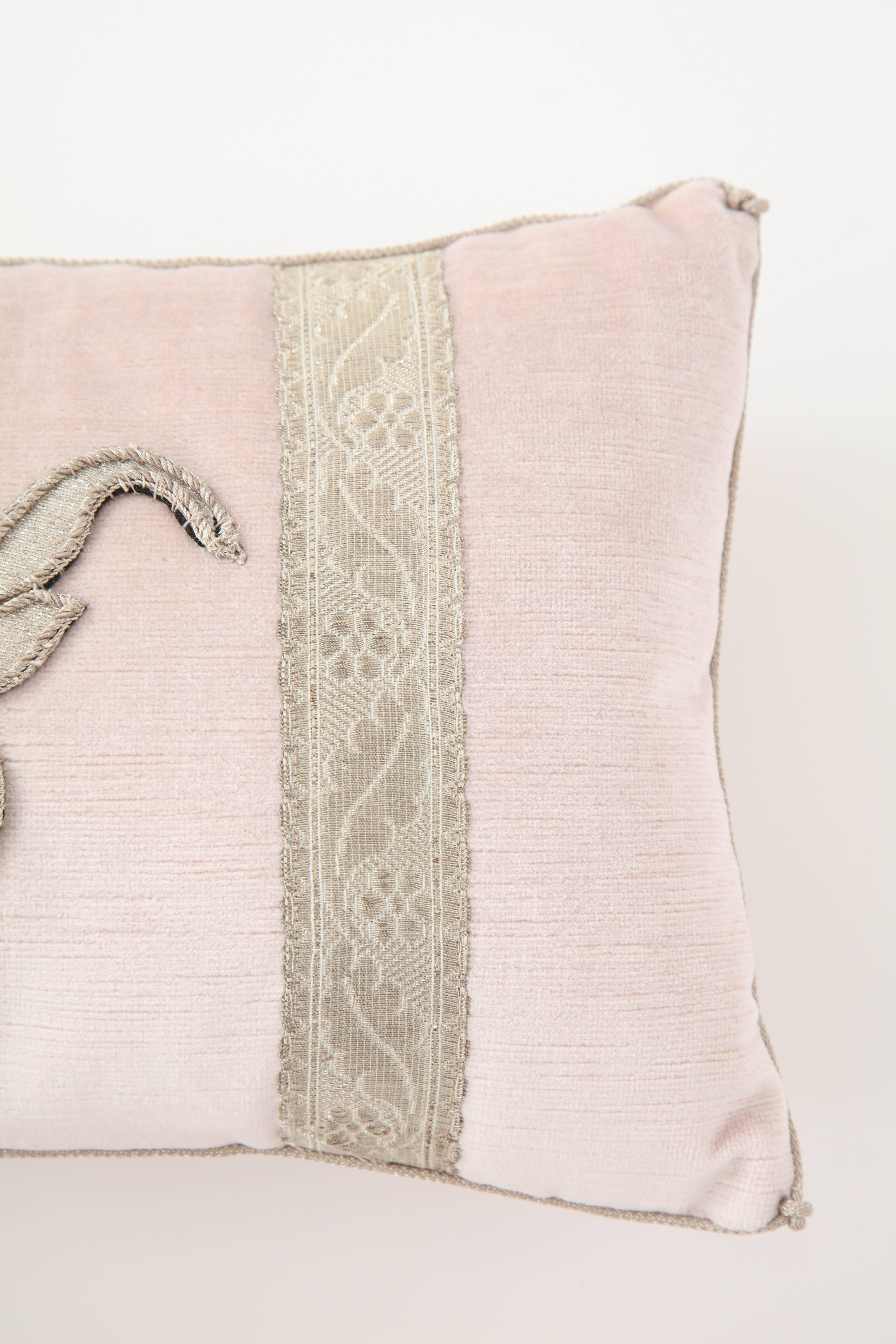 American Pair of Blush Pink Velvet Pillows
