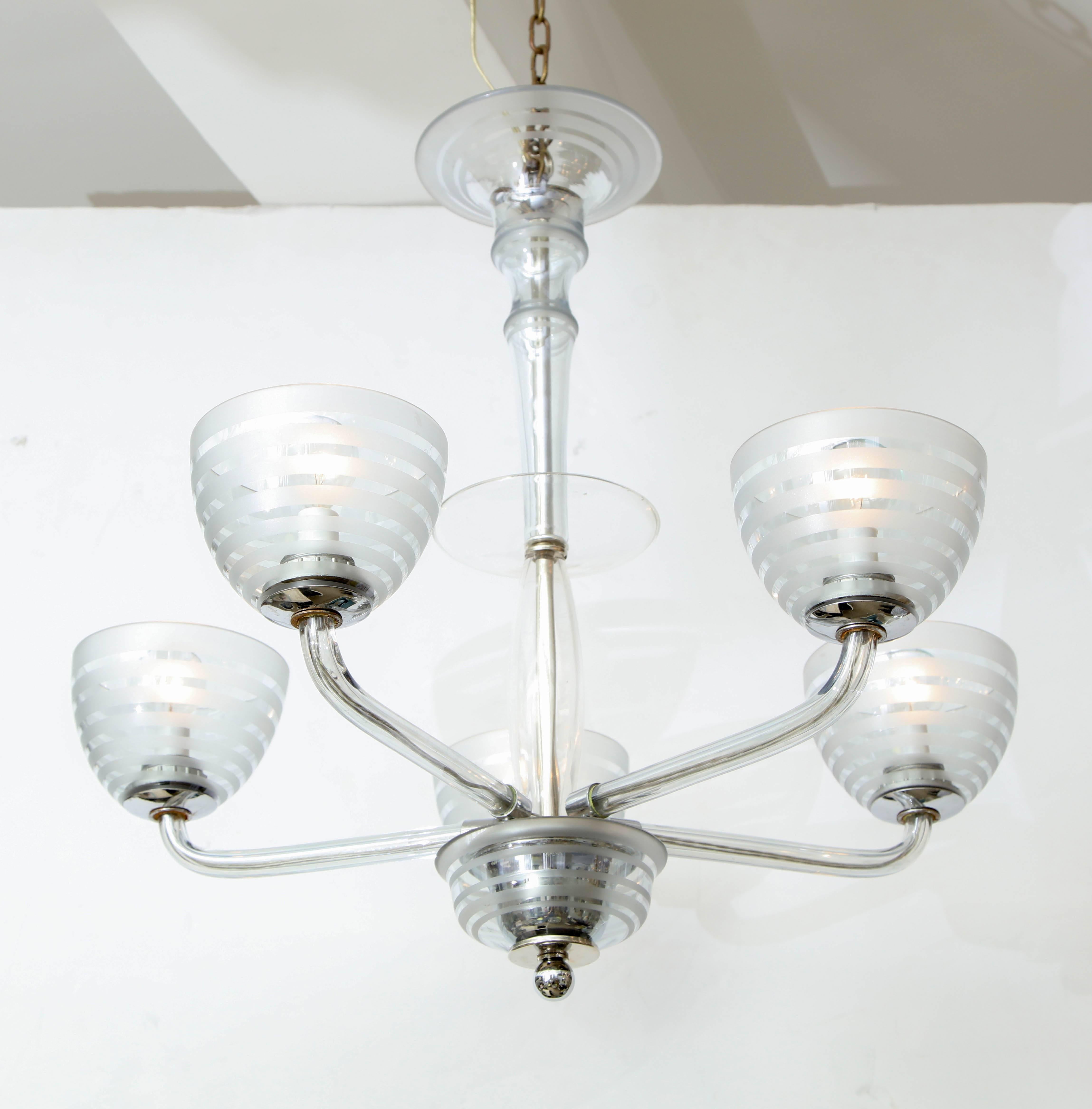 Five-Arm Glass Chandelier 1