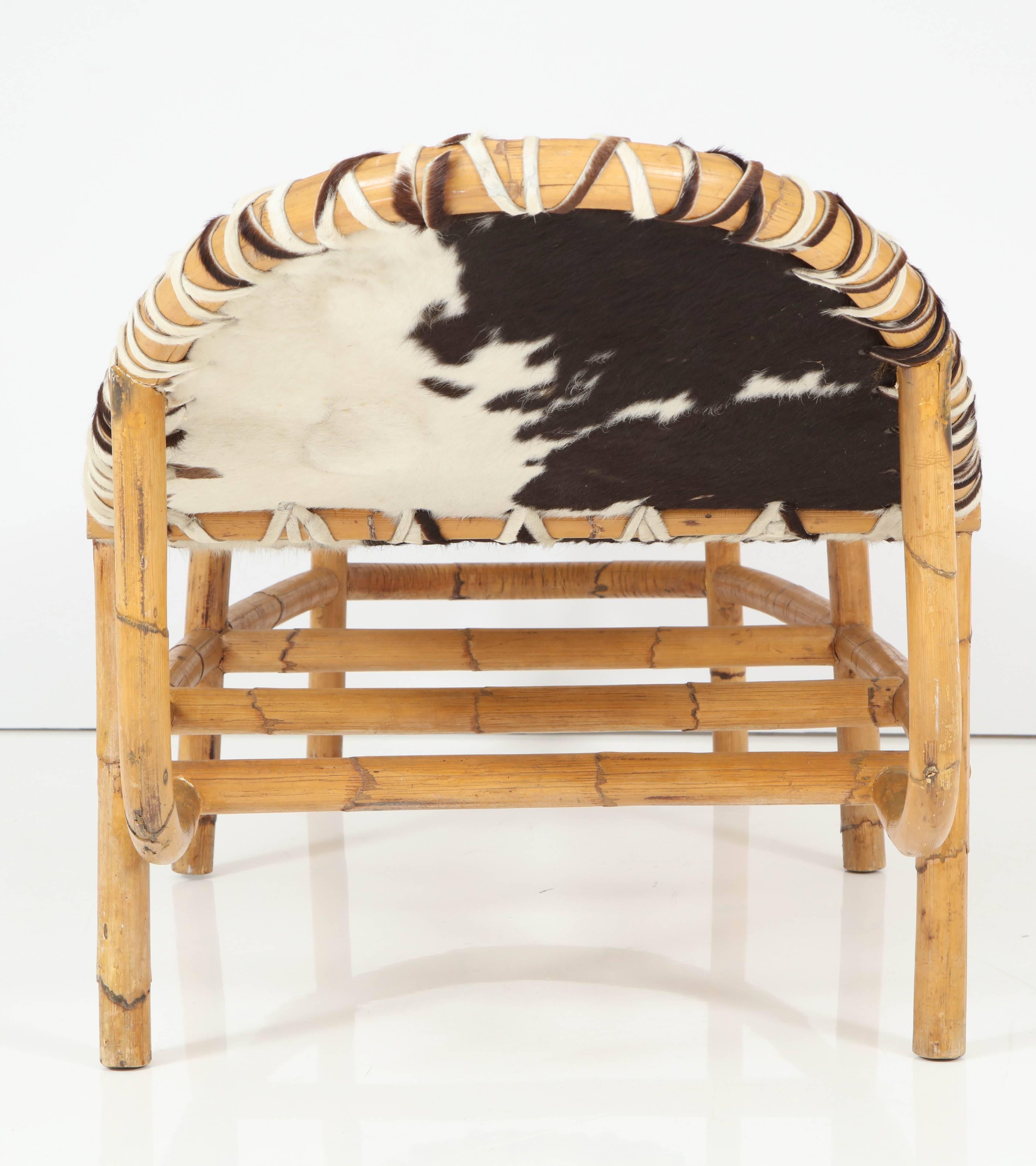 Bamboo and Cowhide Chaise Longue im Angebot 4