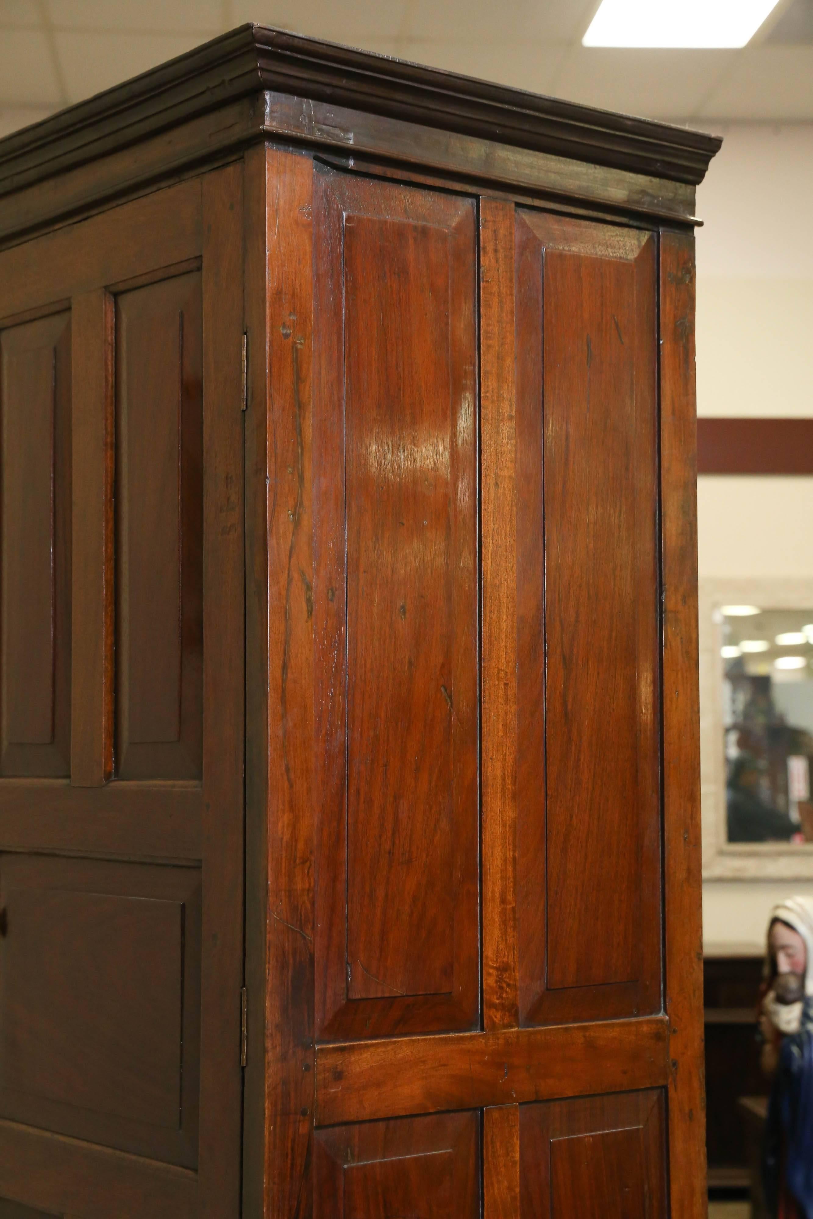 Early 19th Century Mahogany Armoire from British Colonial Mansion For Sale 1