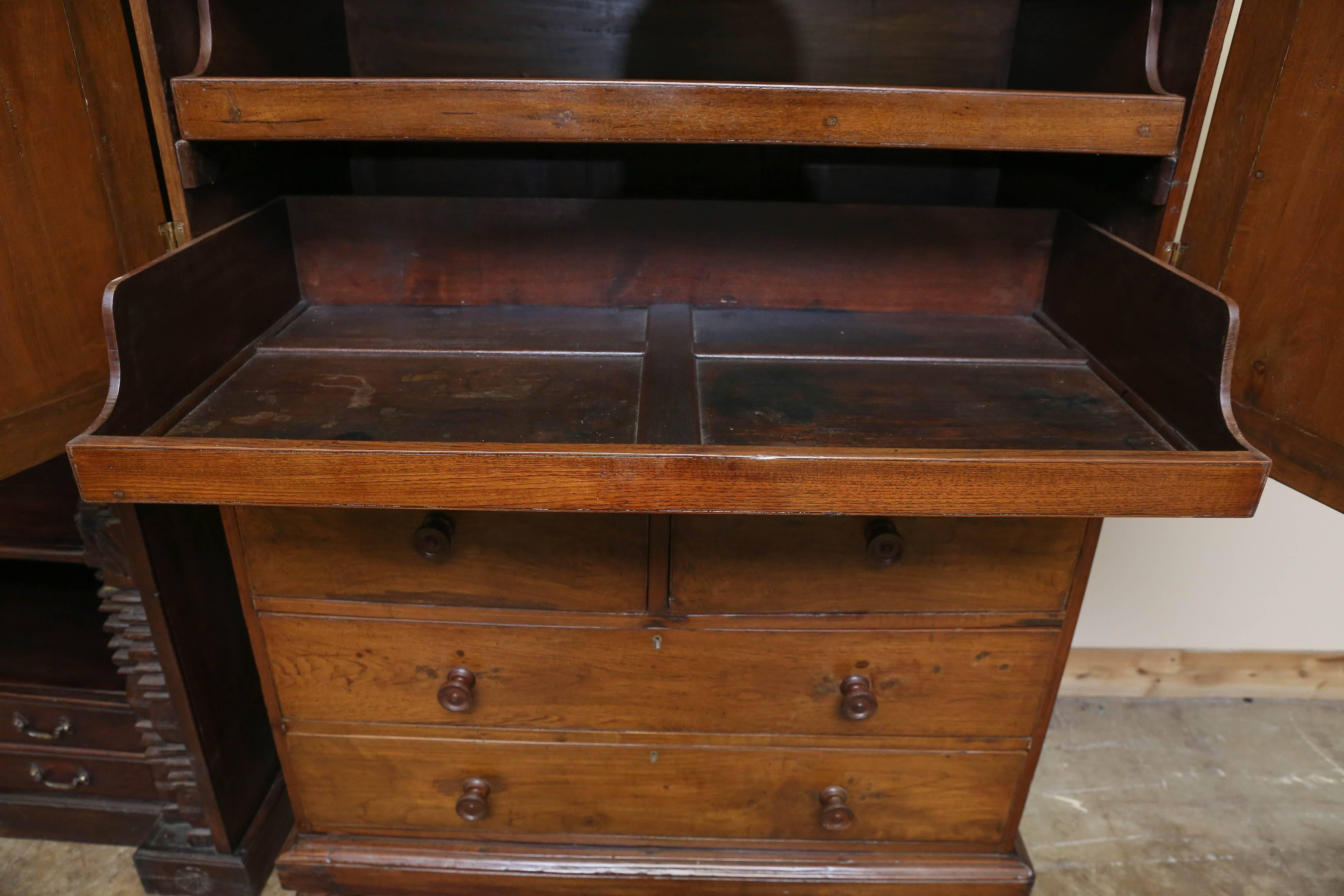 Indian First Quarter of the 19th Century Mahogany Linen Chest with Pull through Drawers For Sale