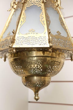 Midcentury Brass Moroccan Style Lantern from Kashmir