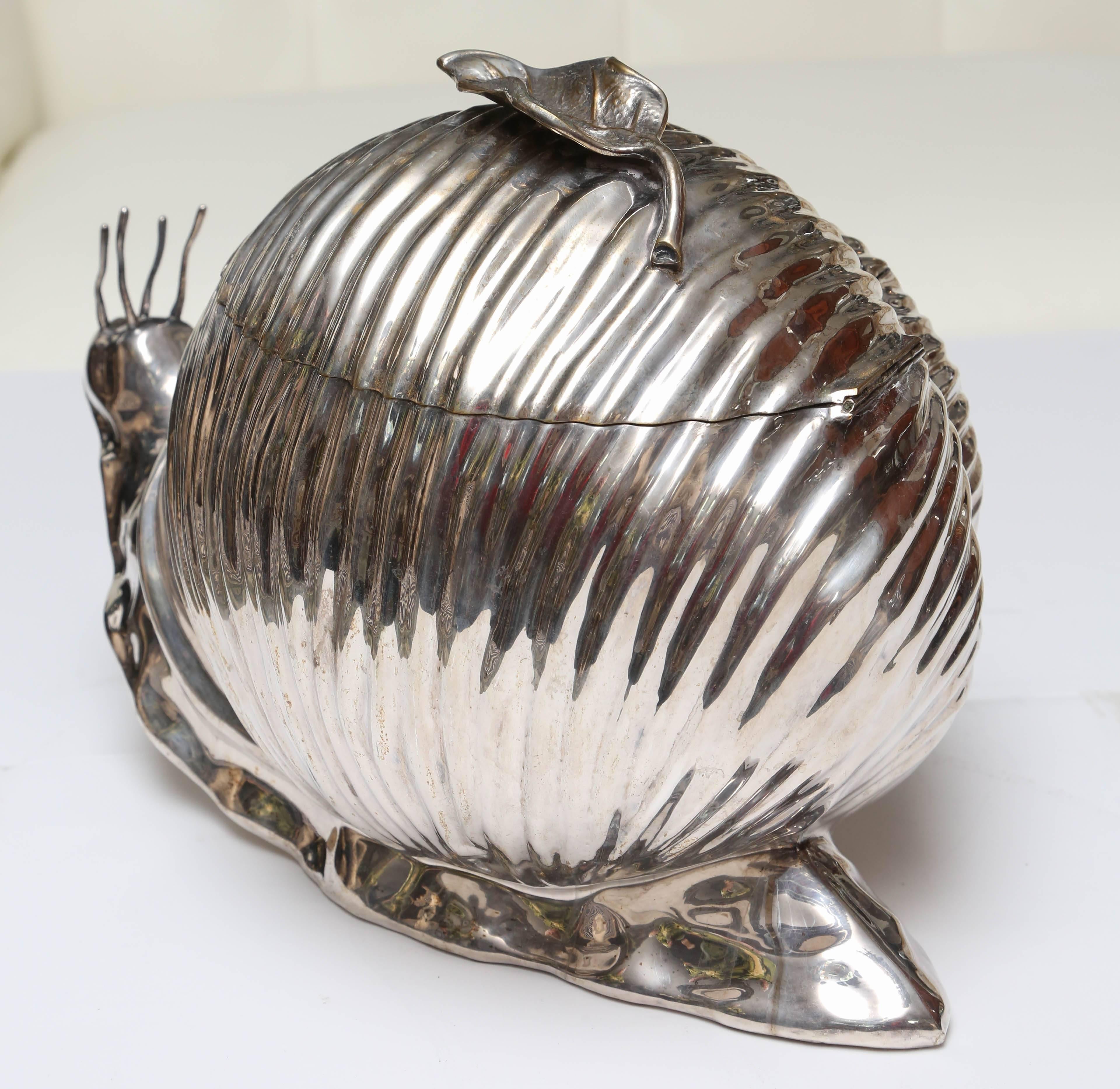 Silver Plate Whimsical Midcentury Snail Ice Bucket