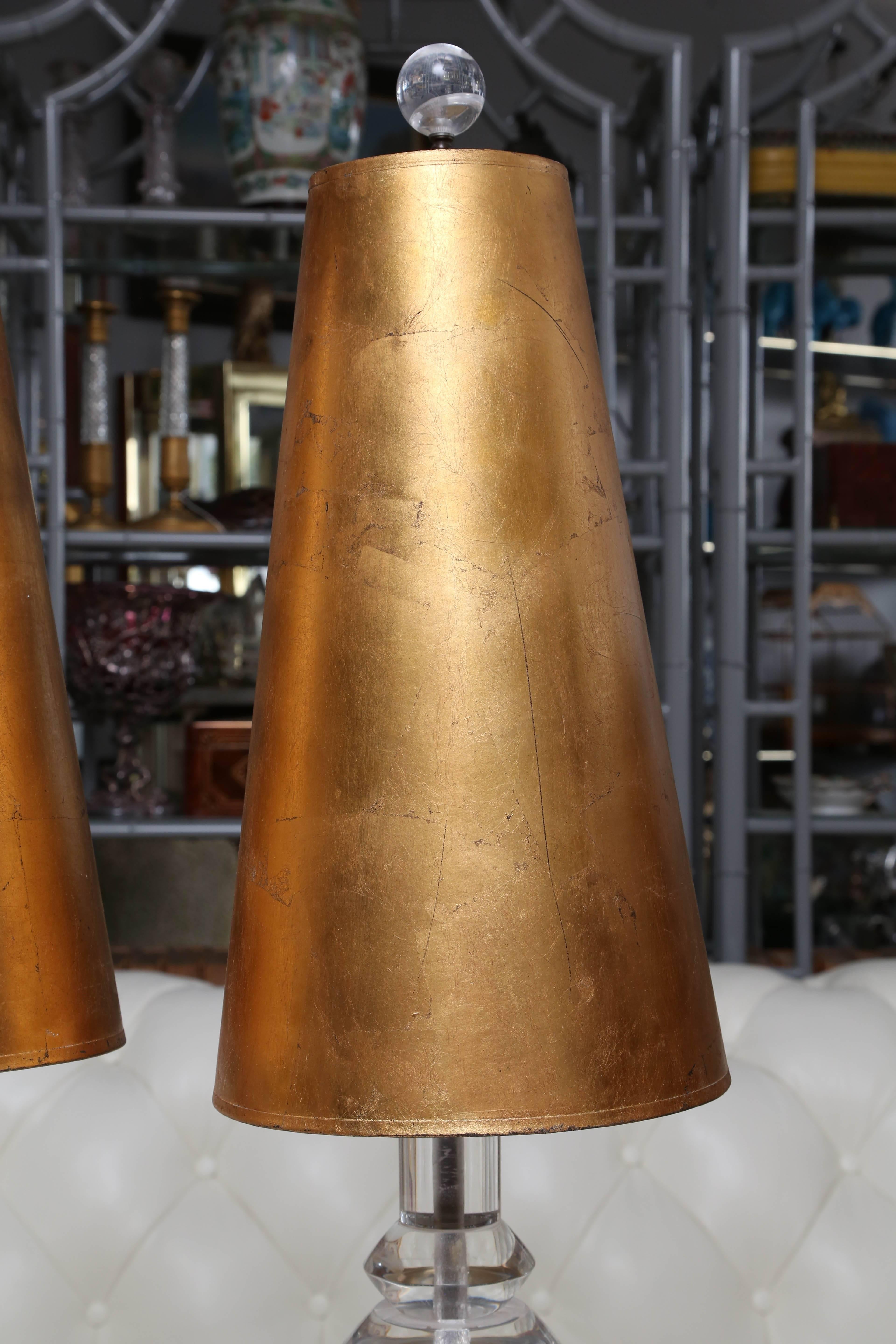 Mid-Century Modern Pair of Early Van Teal Lucite Lamps