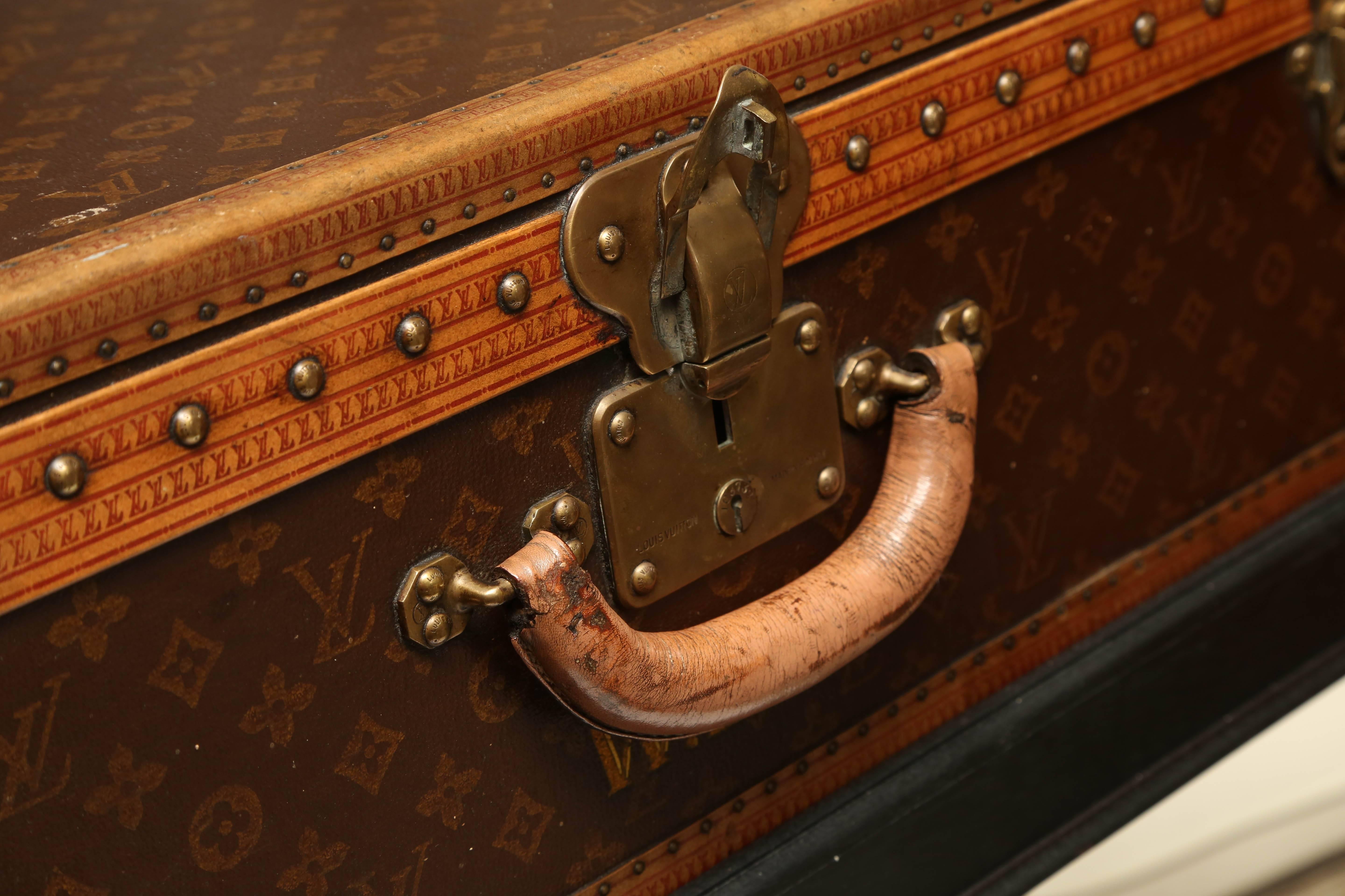 French Vintage Louis Vuitton Hard Cover Suitcase Mounted as a Table
