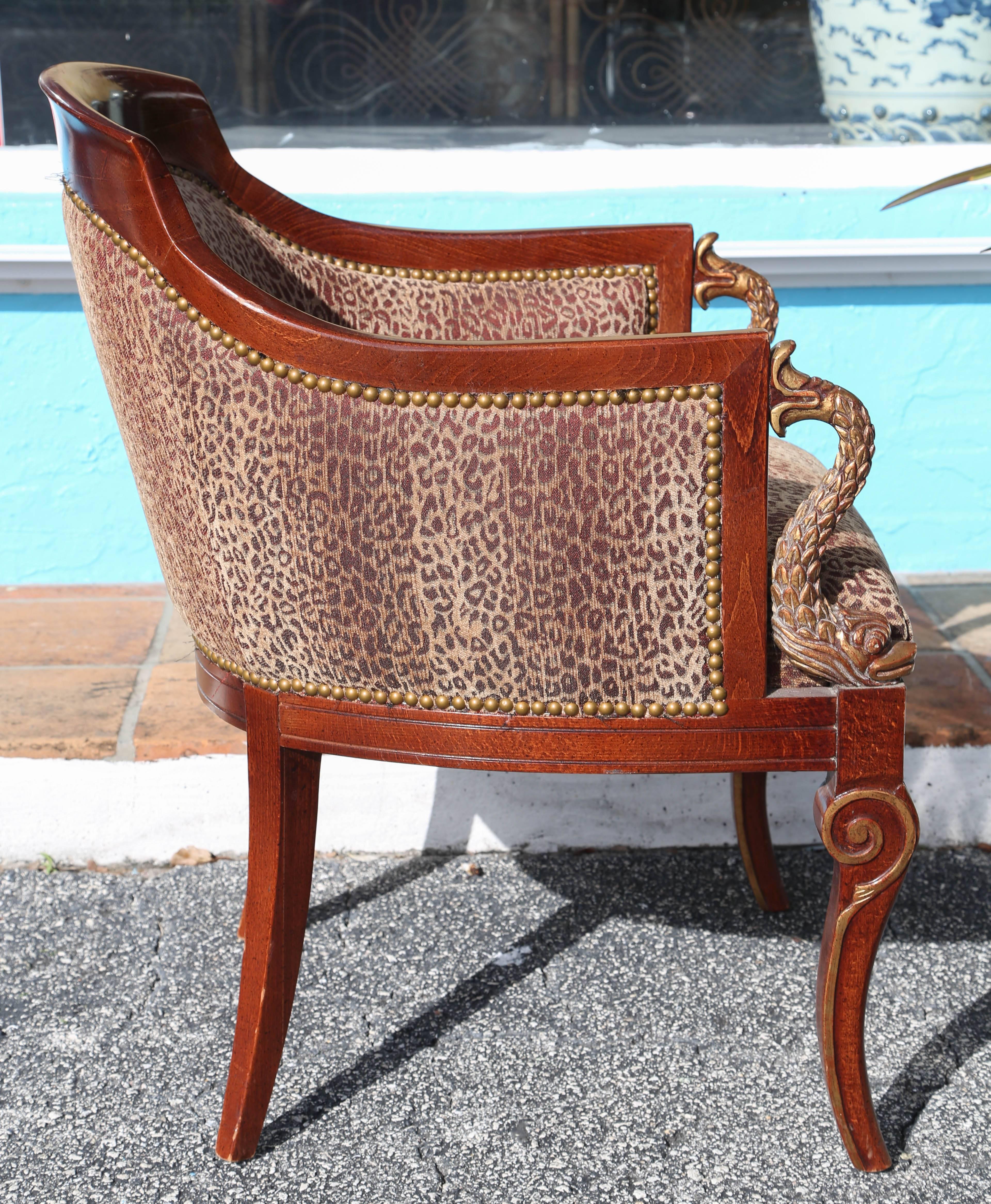 Pair of Hollywood Regency Tub Chairs In Good Condition In West Palm Beach, FL