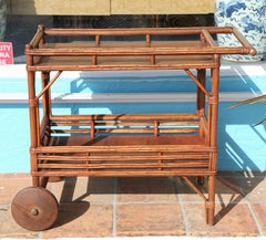 1930s Stick Rattan Bar Cart
