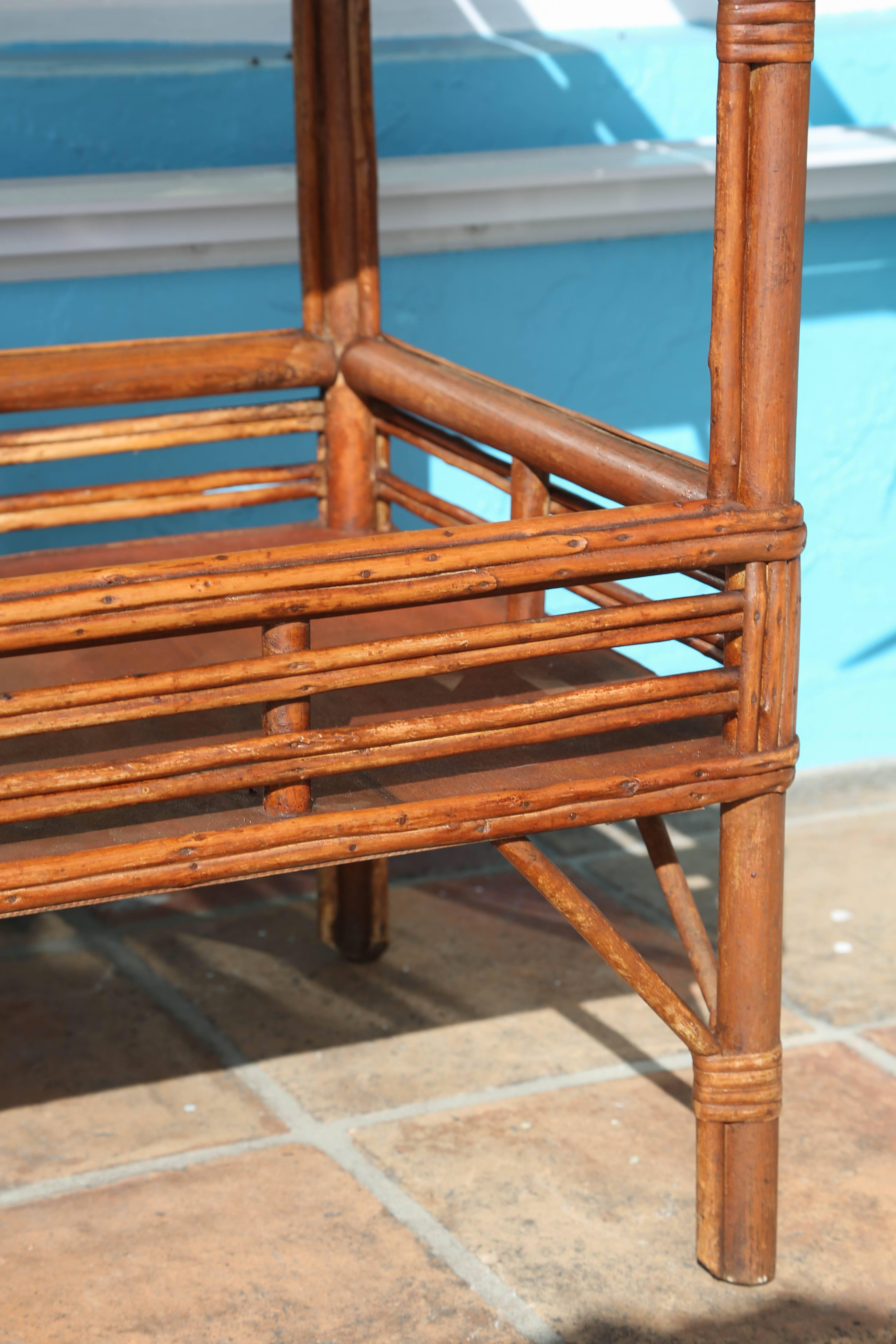 1930s Stick Rattan Bar Cart In Good Condition In West Palm Beach, FL