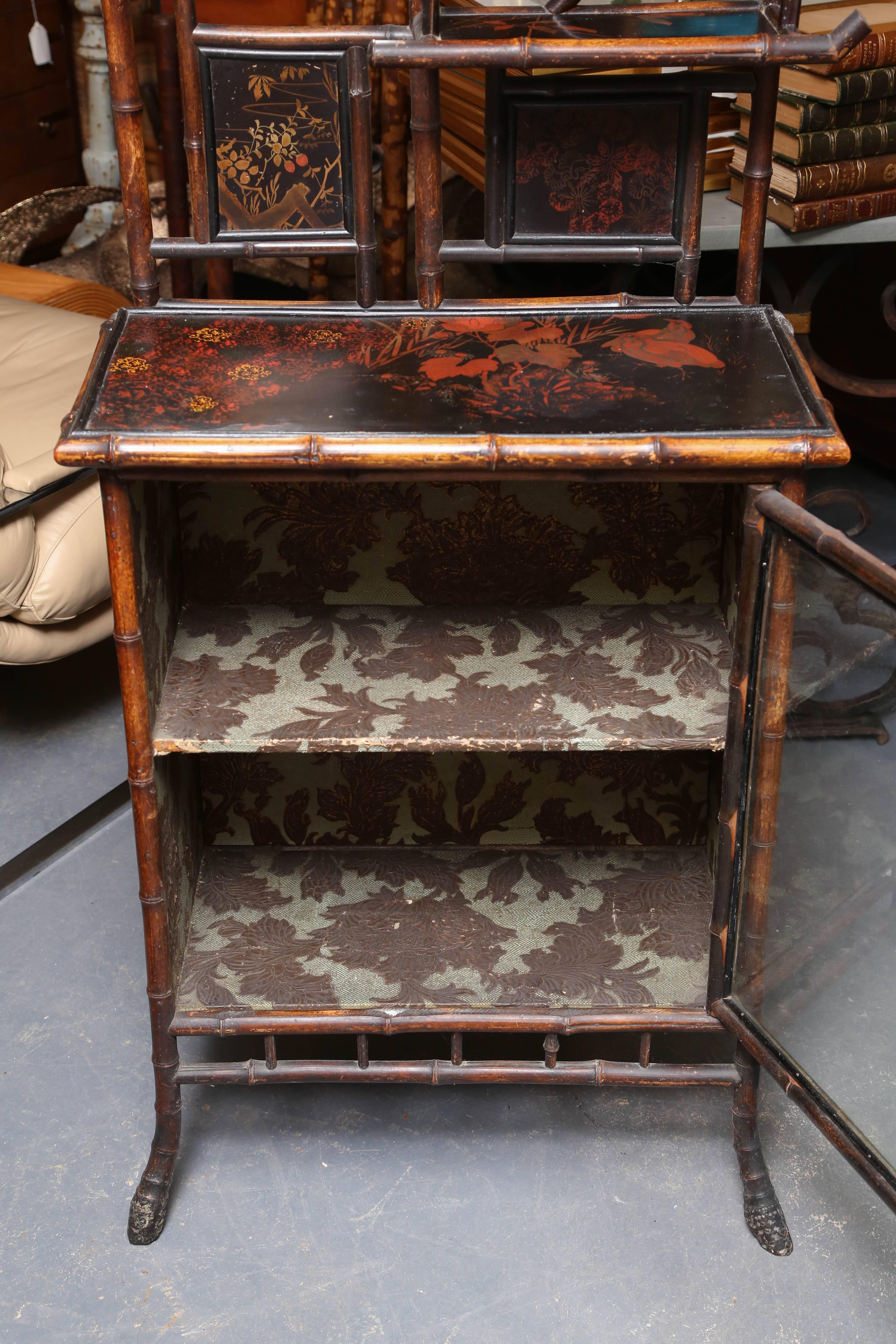 Superb 19th Century Chinoiserie English Bamboo Side Cabinet or Bookcase In Good Condition In West Palm Beach, FL