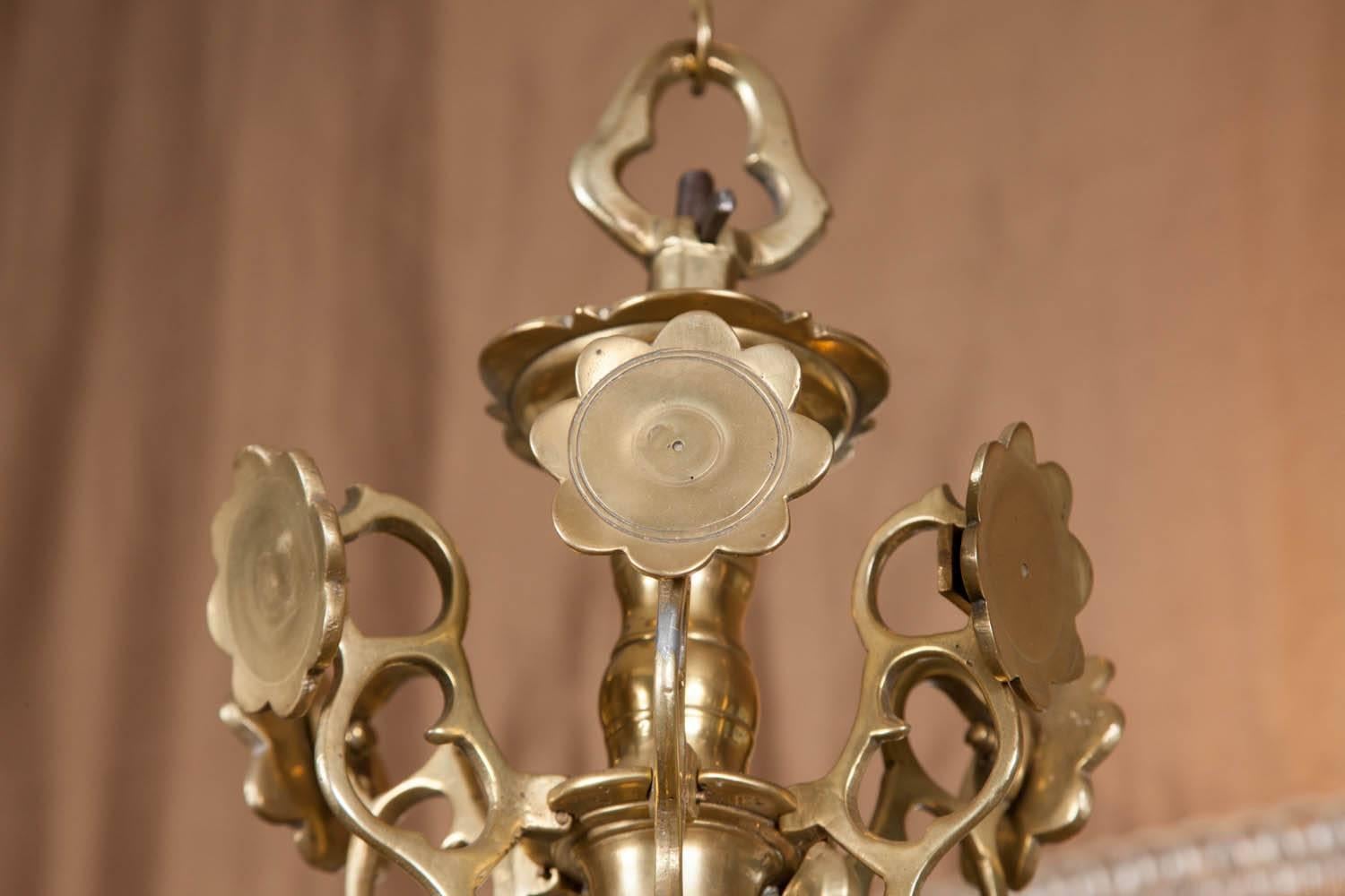 Baroque 17th Century Period Dutch Brass Chandelier For Sale