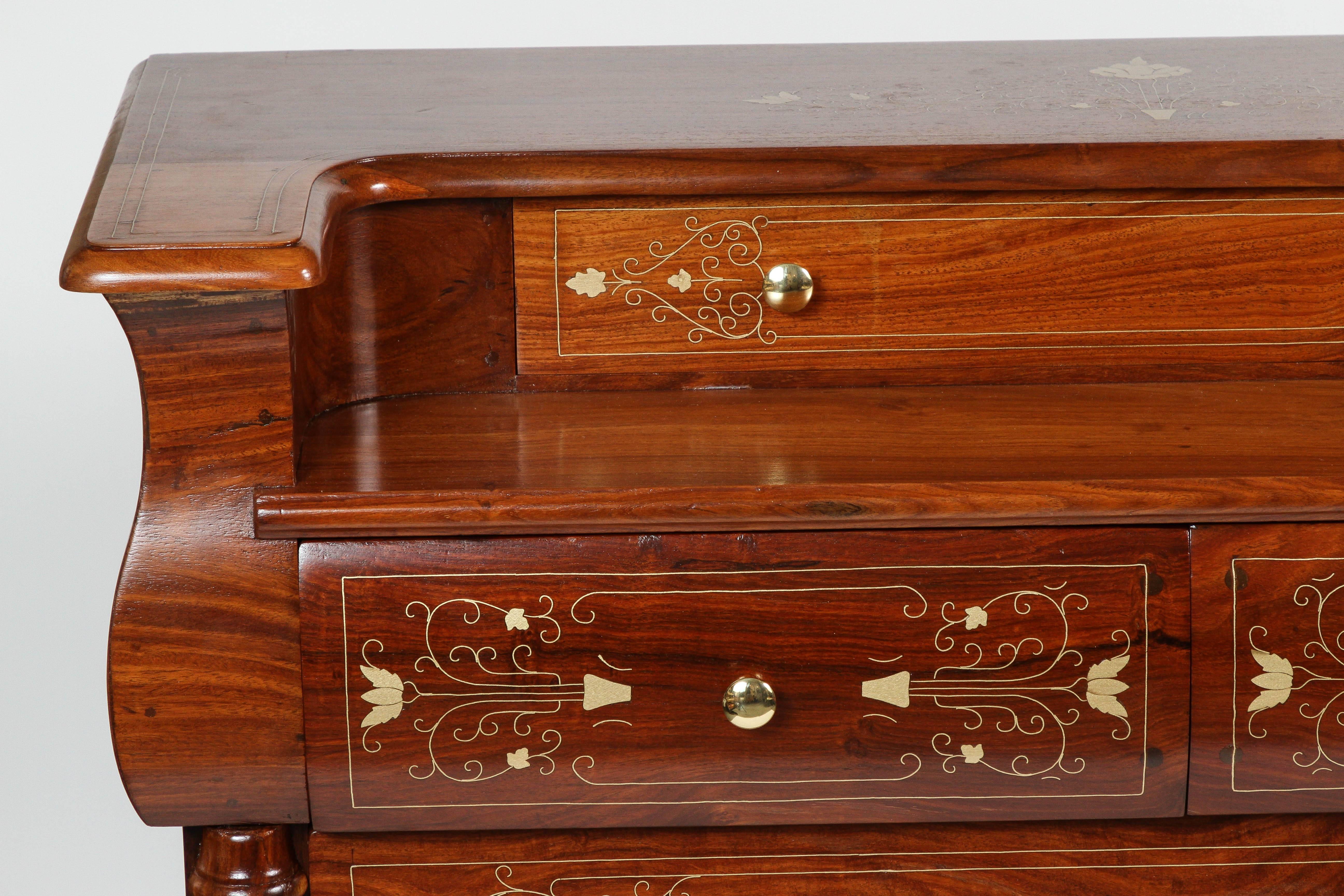 20th Century Exotic Vintage Chest of Drawers with Brass Inlay