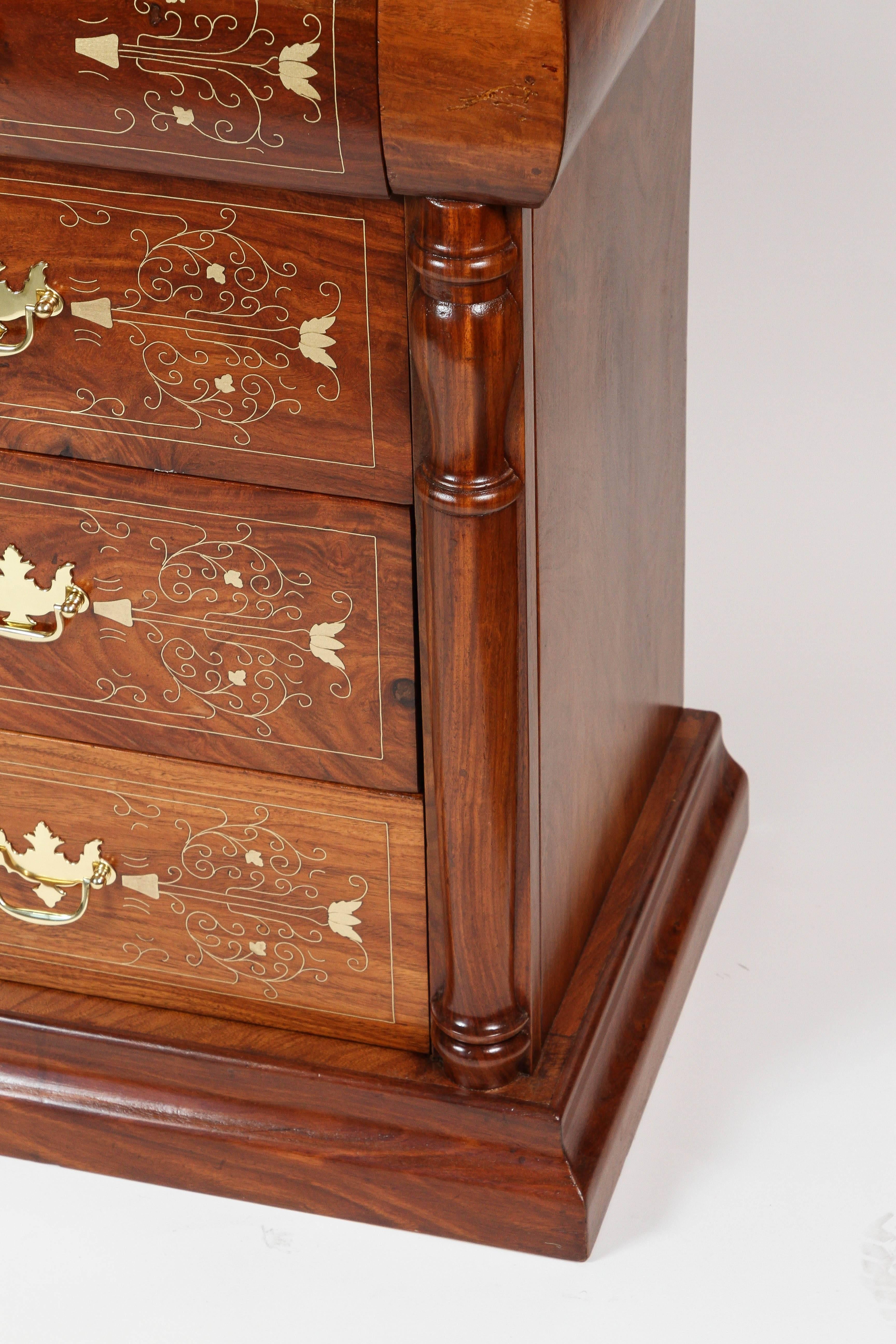 Exotic Vintage Chest of Drawers with Brass Inlay 4