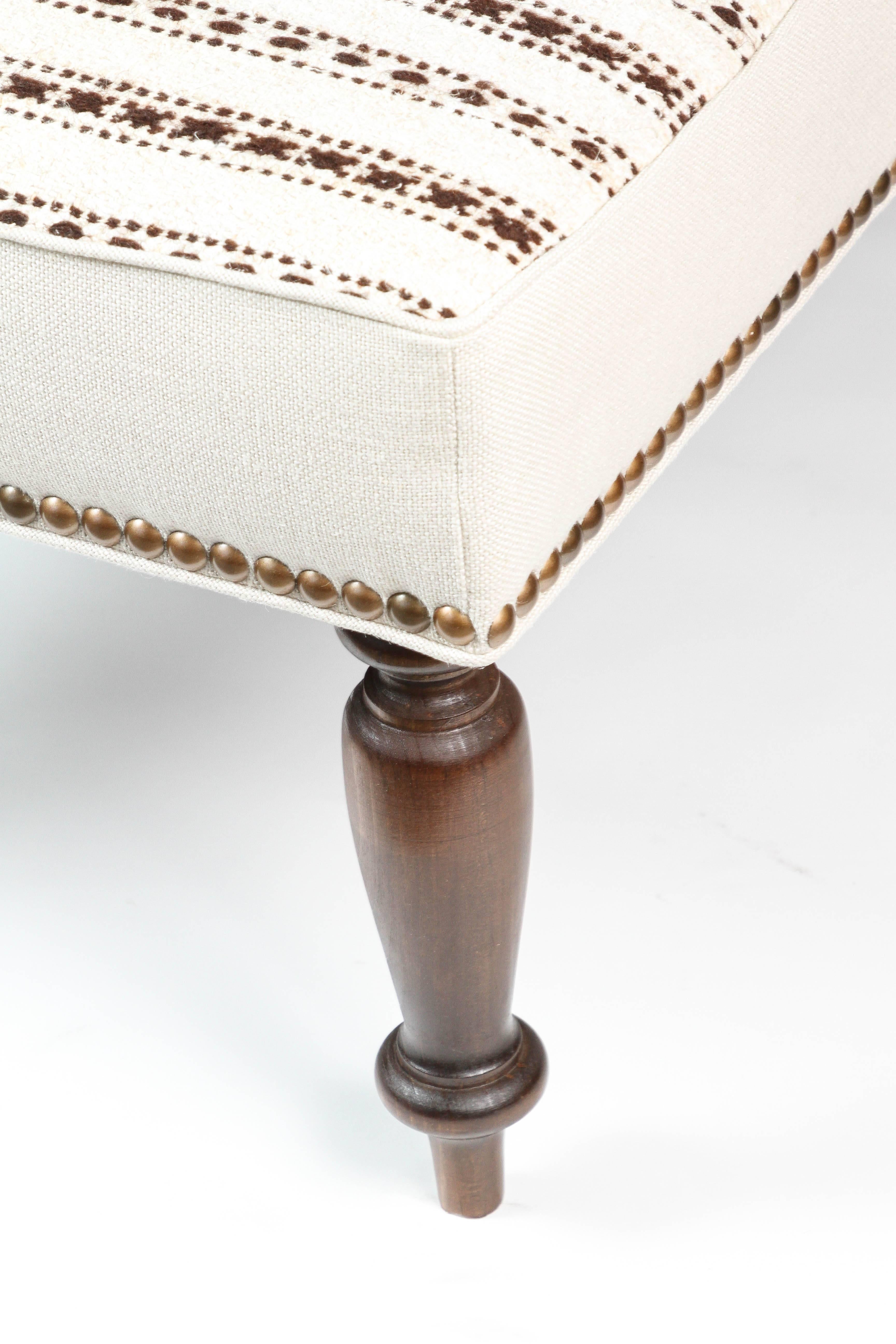 Custom-Made Bench with Vintage Hemp Wool and Belgium Linen 5