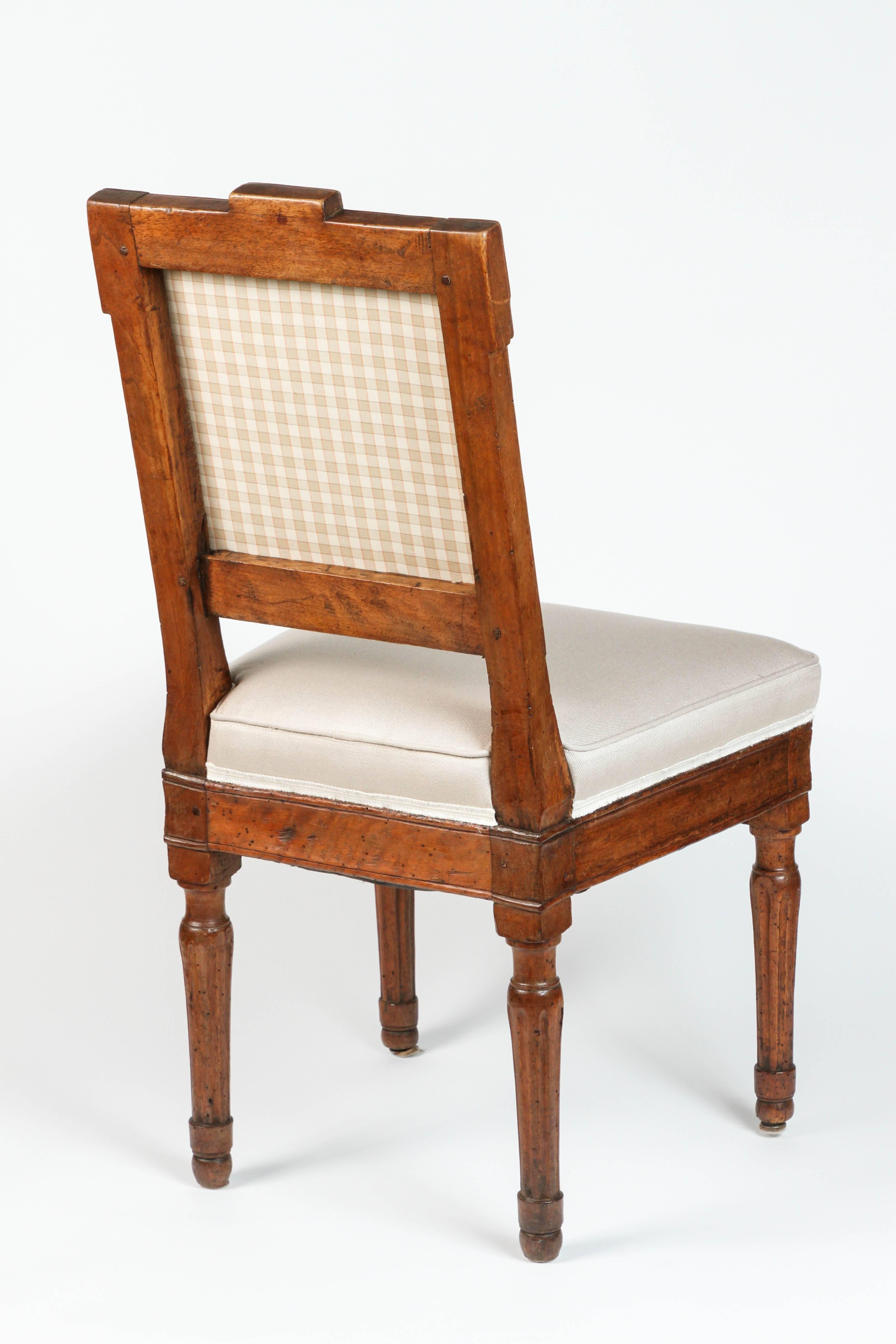 Walnut 18th Century Louis XVI Carved Side Chairs