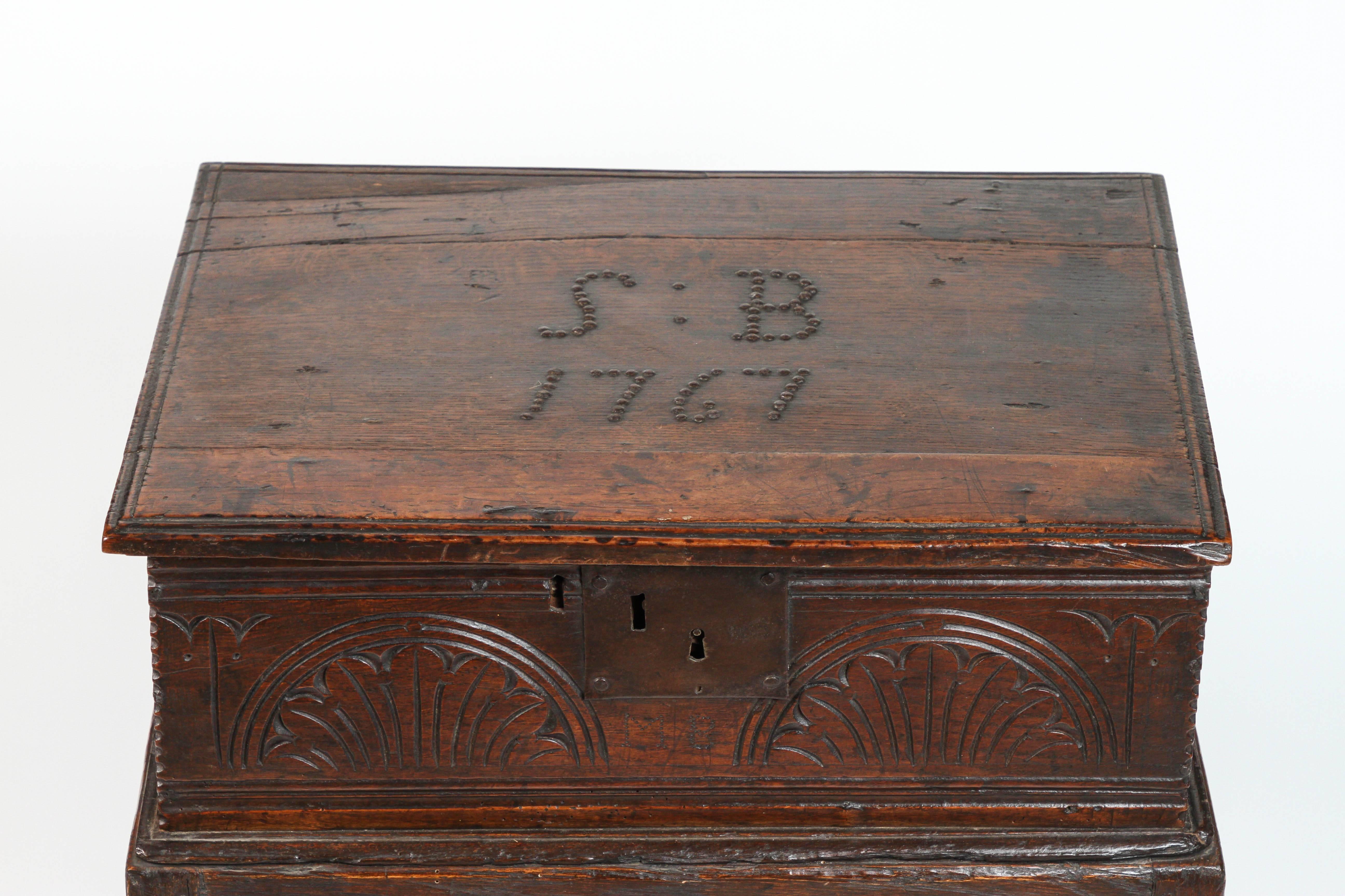 Hand-Carved 18th Century English Bible Box For Sale