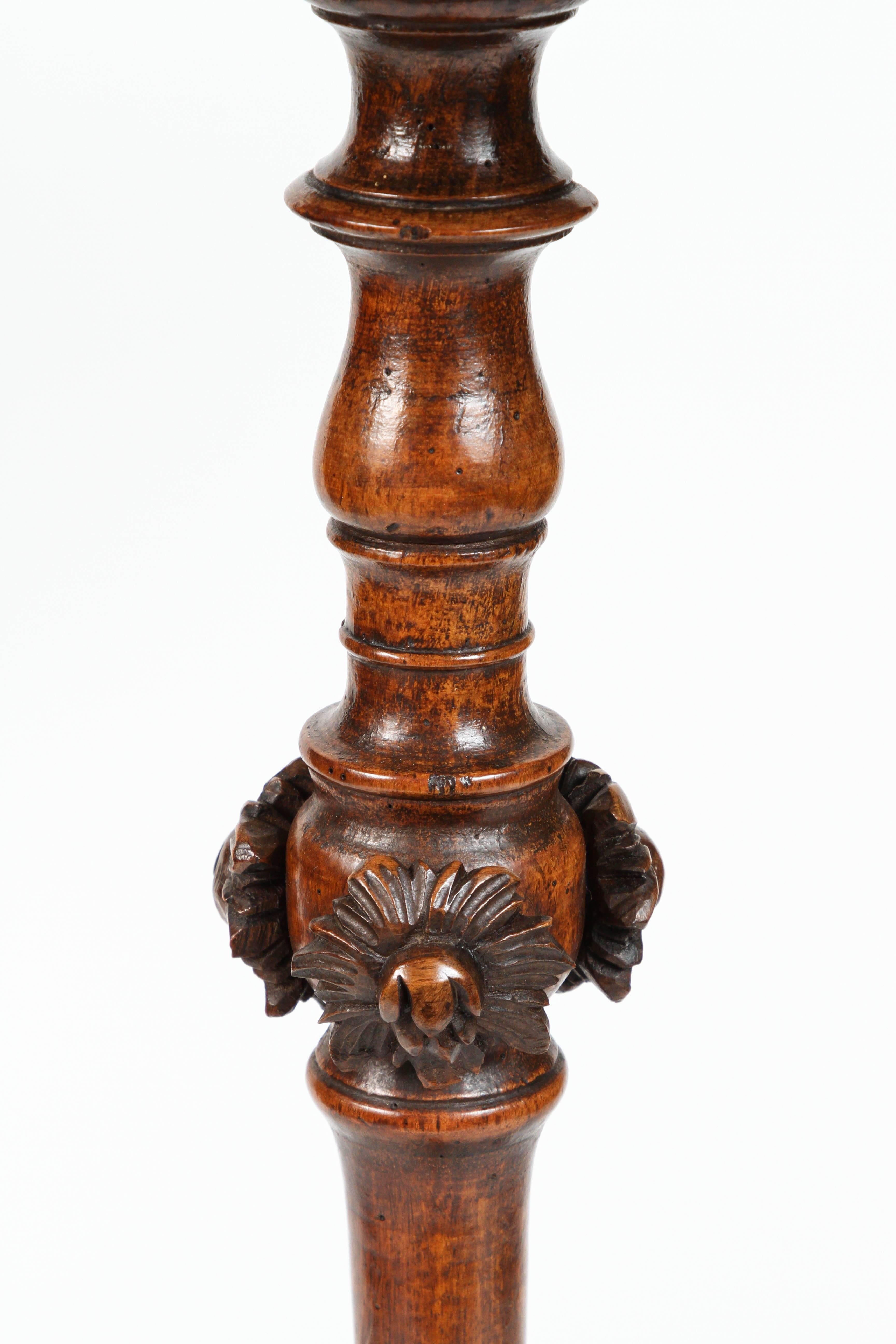 Italian Pair of 18th Century Venetian Walnut Candlestands