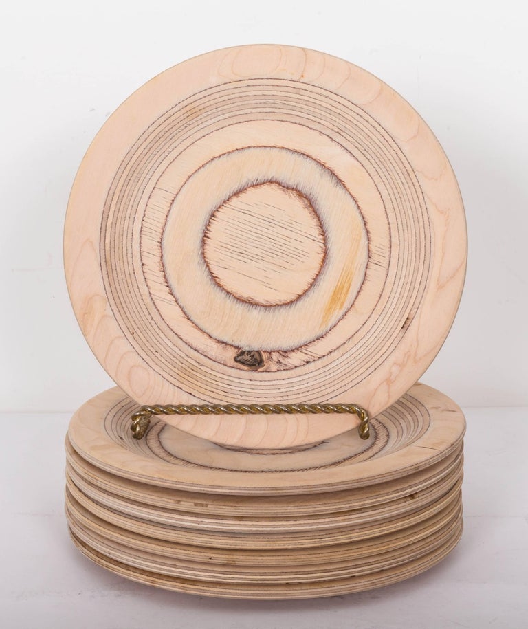 Set of Eight Midcentury Eero Saarinen Wood Plates at 1stDibs