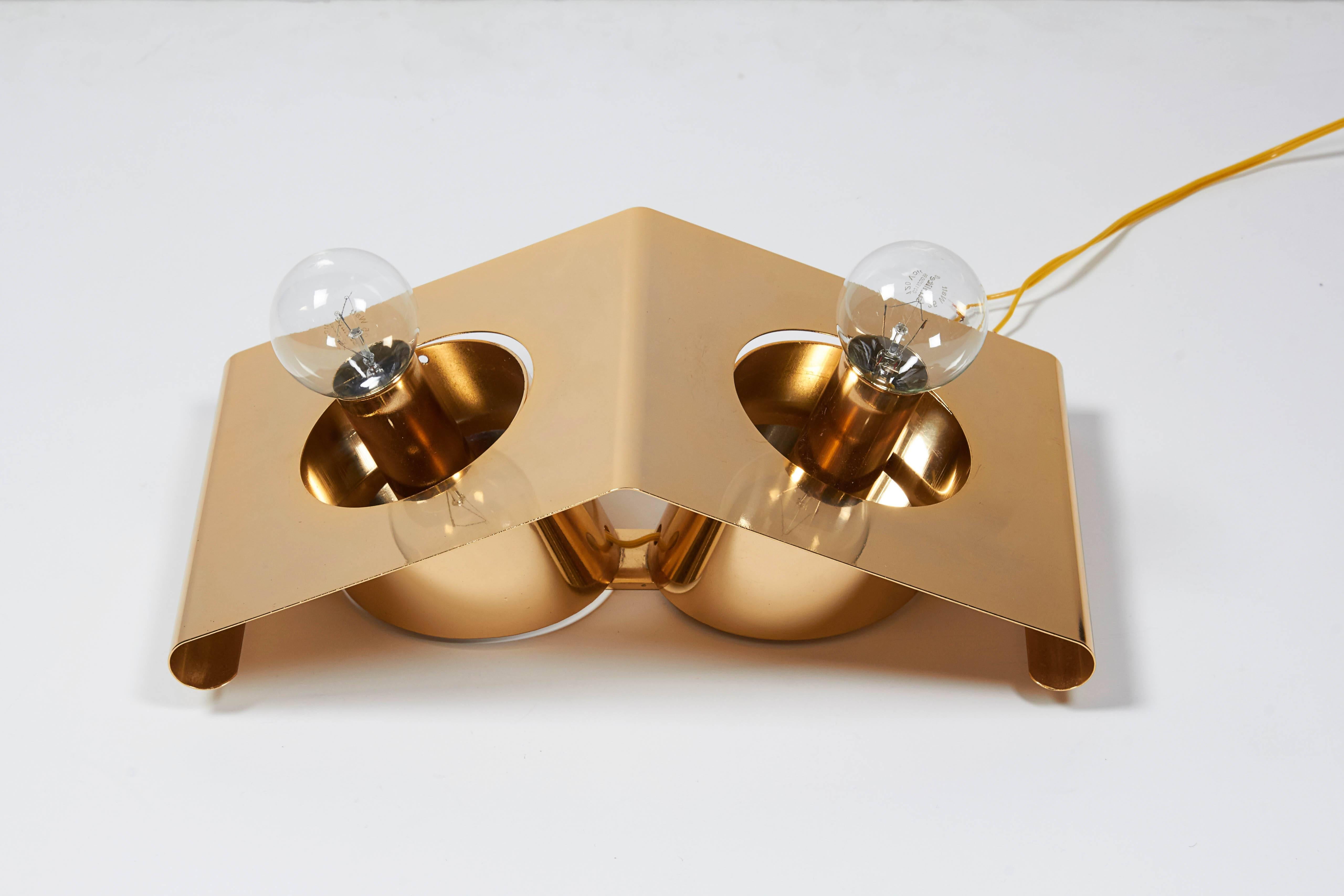Mid-Century Modern Italian 1970s Modern Gold-Plated and Glass Sconce or Ceiling Light