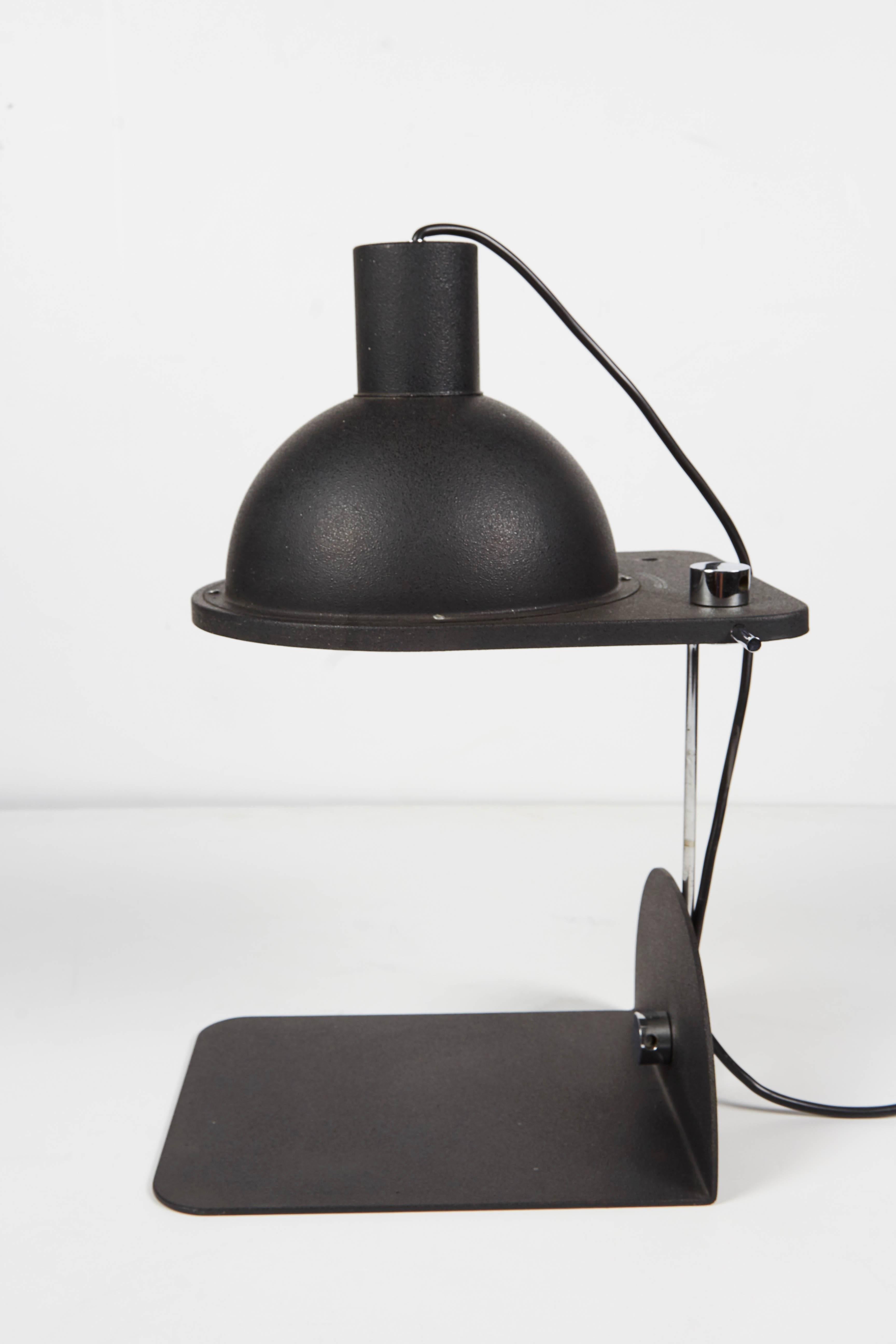 Enamel 1970 Black Satin Italian Table Lamp by Luci Design Grignani For Sale