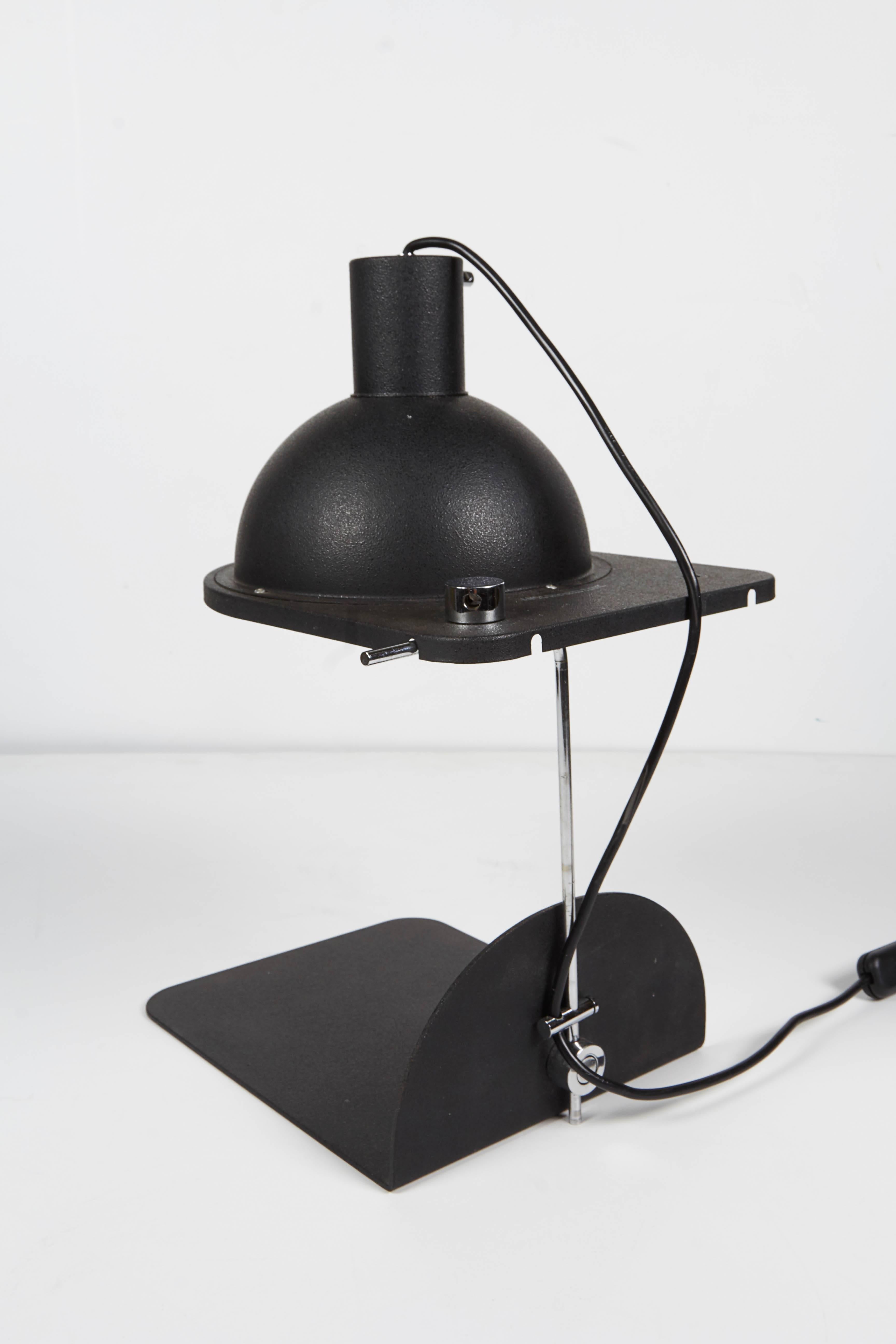 1970 Black Satin Italian Table Lamp by Luci Design Grignani For Sale 1