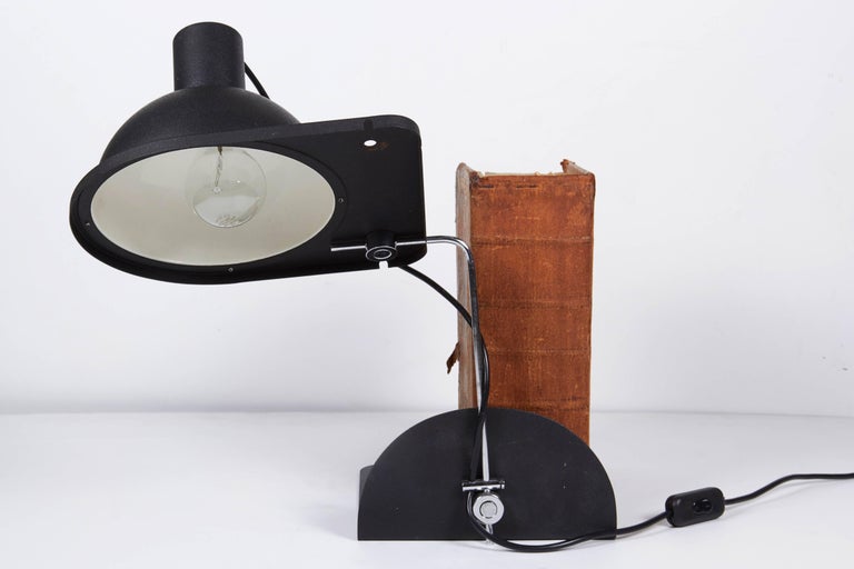 1970 Black Satin Italian Table Lamp by Luci Design Grignani For Sale 4