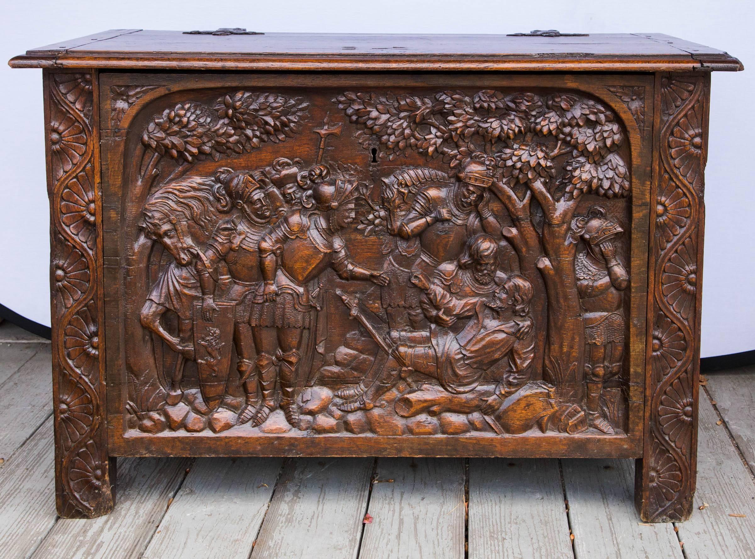 17th Century French Chestnut Lift Top Coffer In Excellent Condition In Woodbury, CT