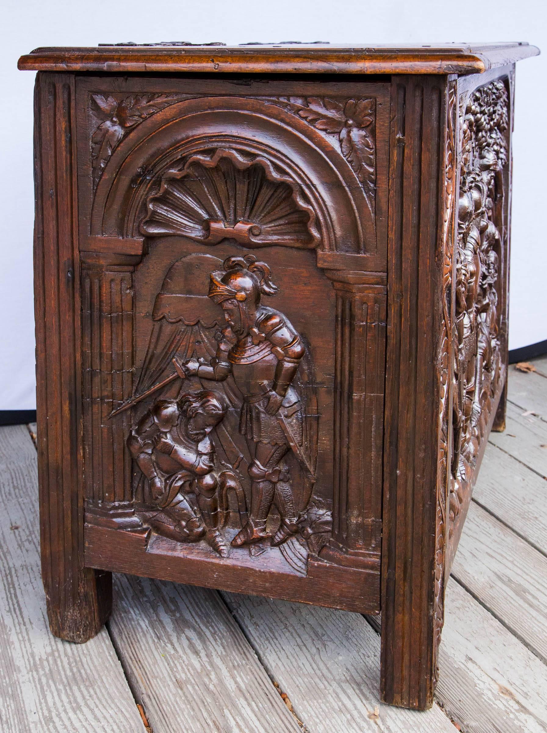 17th Century French Chestnut Lift Top Coffer 2
