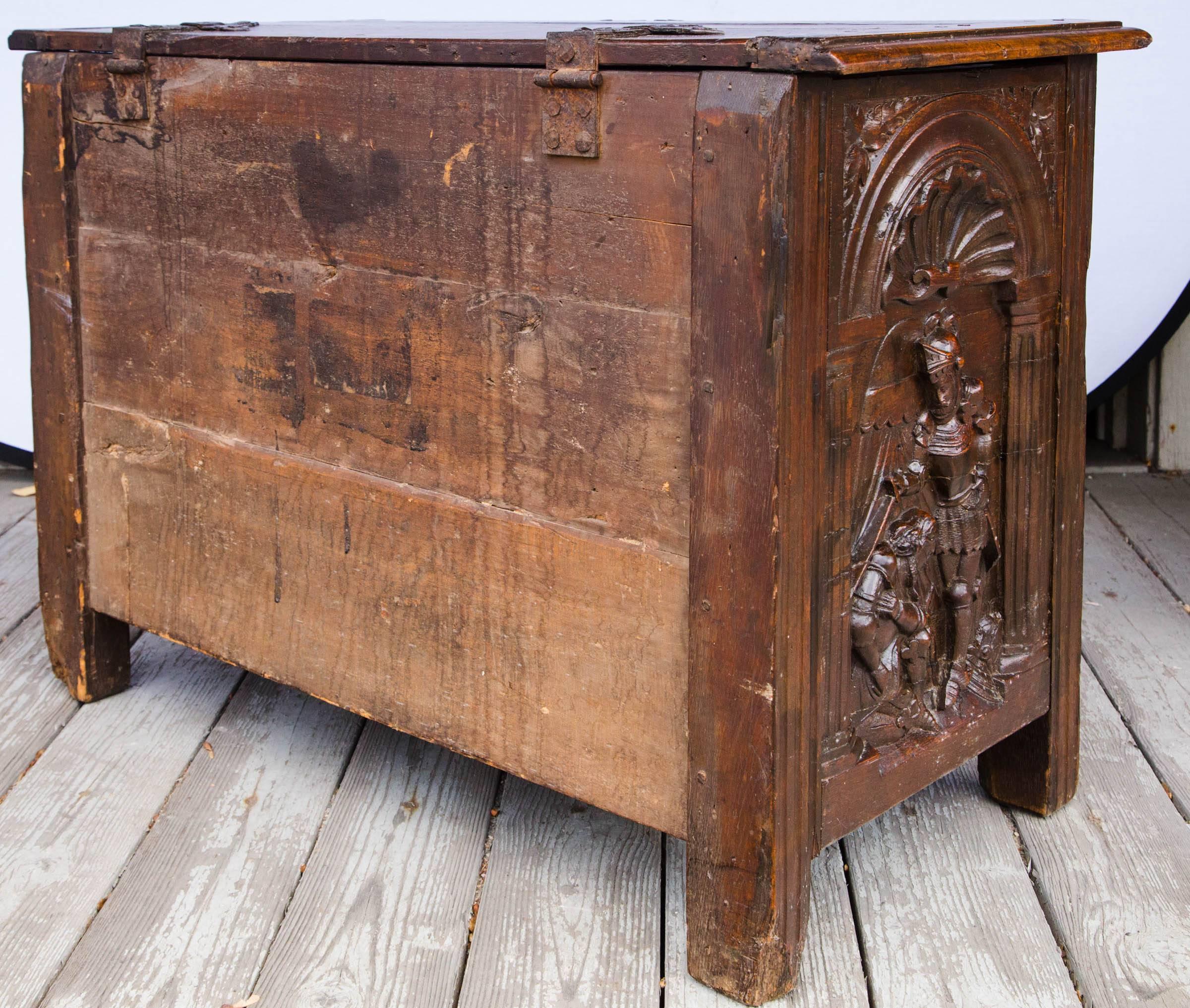 17th Century French Chestnut Lift Top Coffer 3