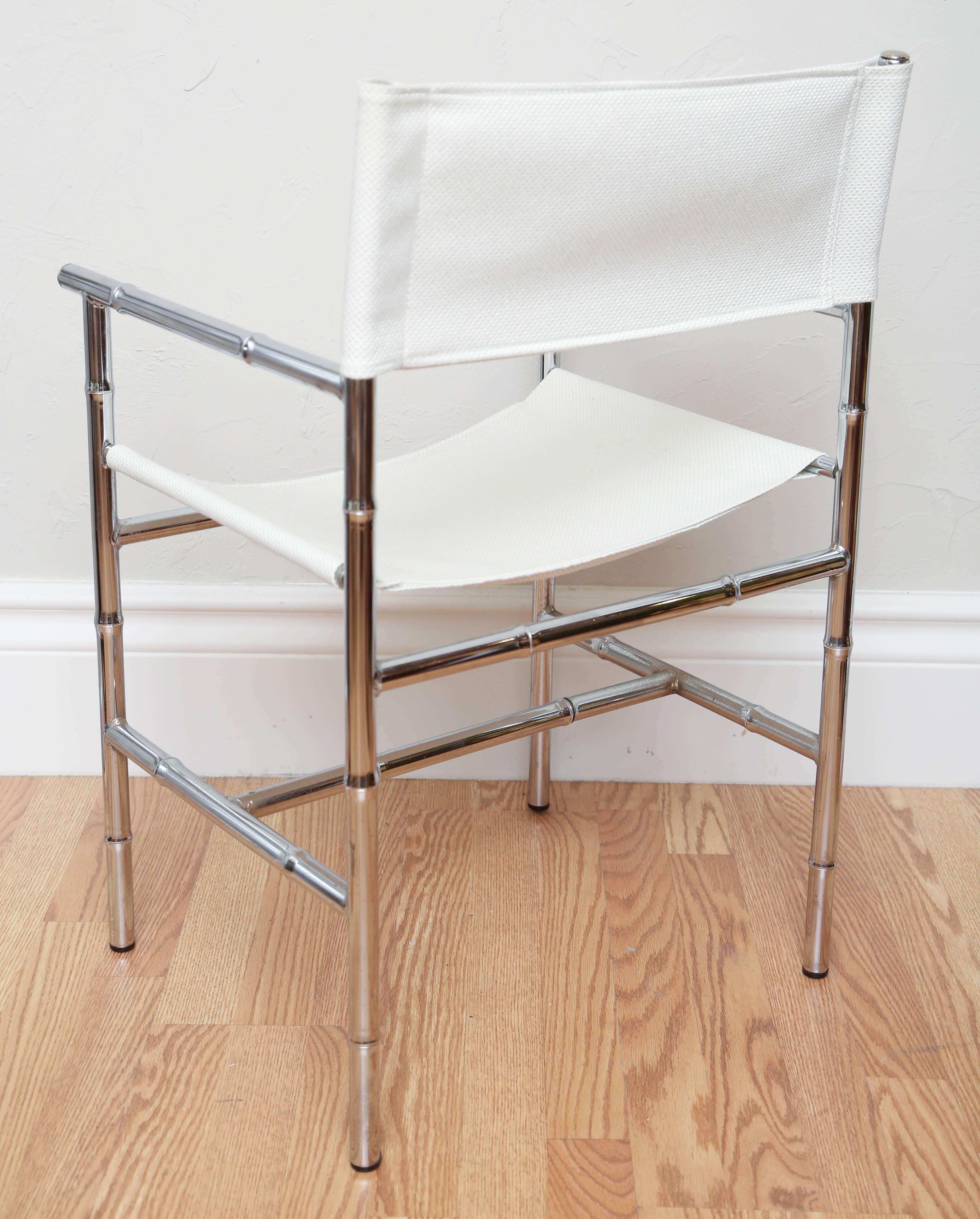 Set of Four Faux Bamboo Chrome Director's Chairs 3