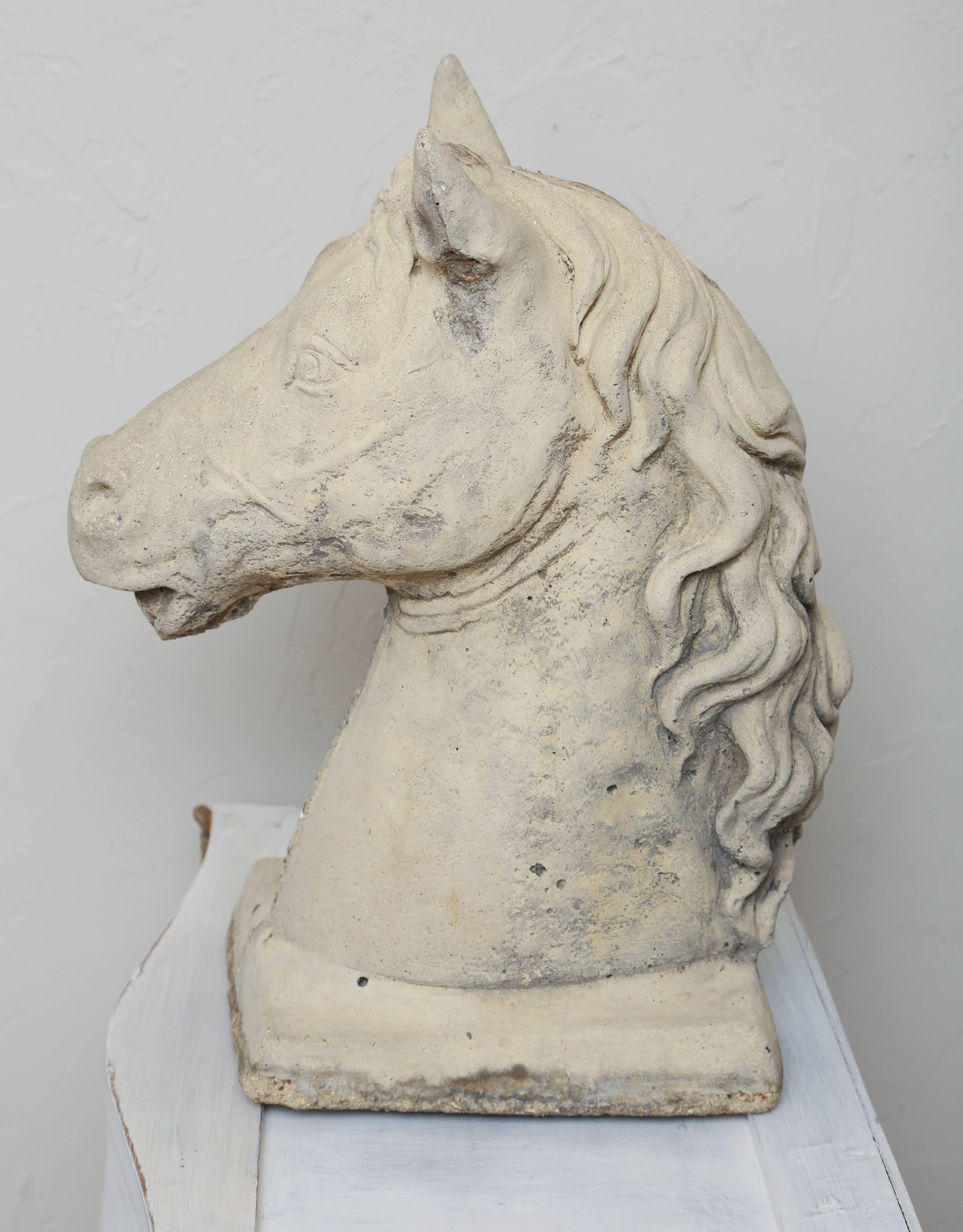 20th Century Vintage Cast Stone Horse Head Sculpture