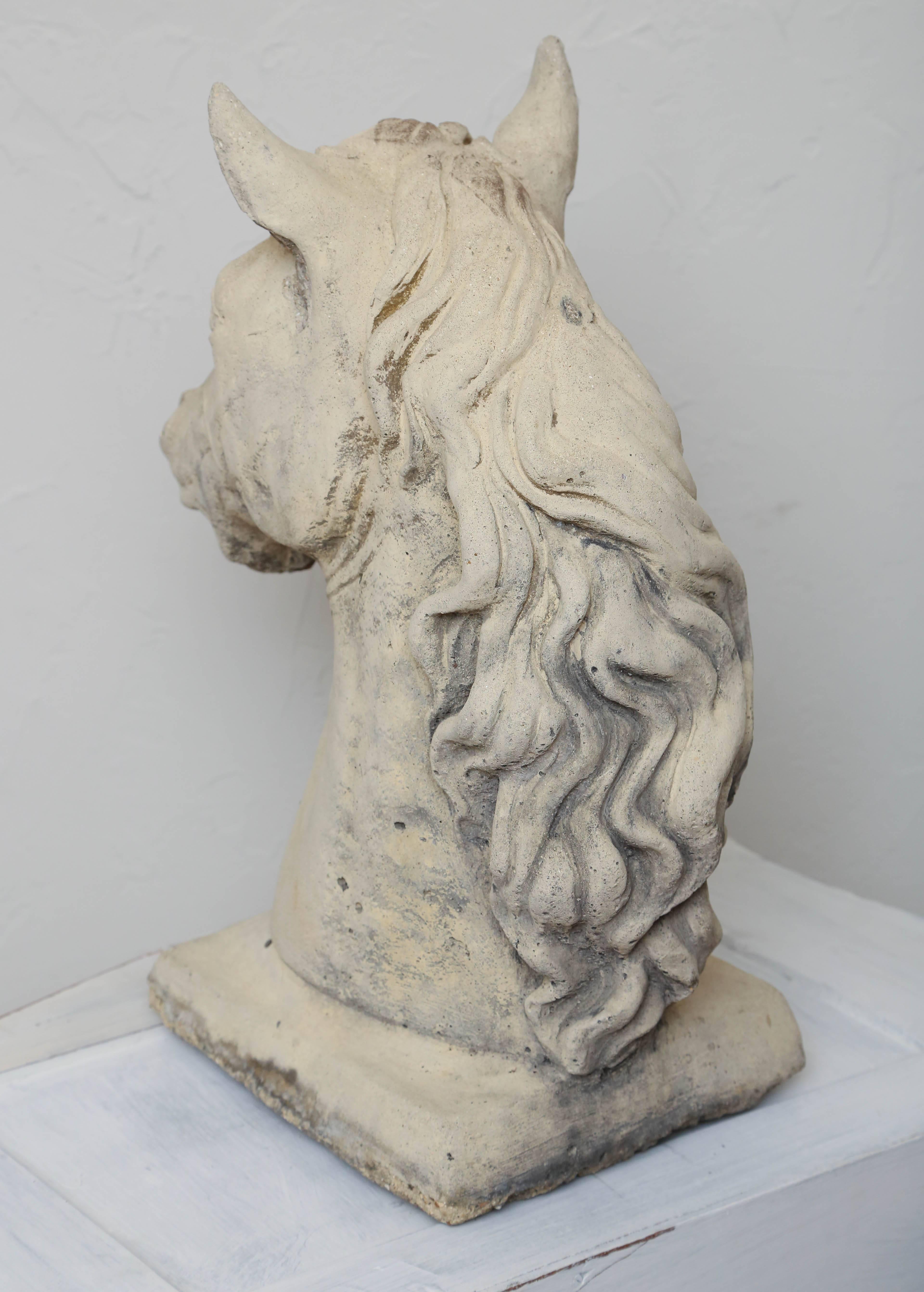 Vintage Cast Stone Horse Head Sculpture 1