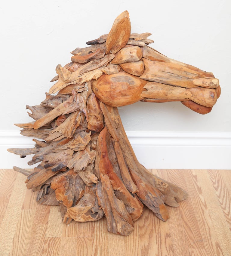 Original Driftwood Carved Horse Sculpture For Sale at 1stDibs
