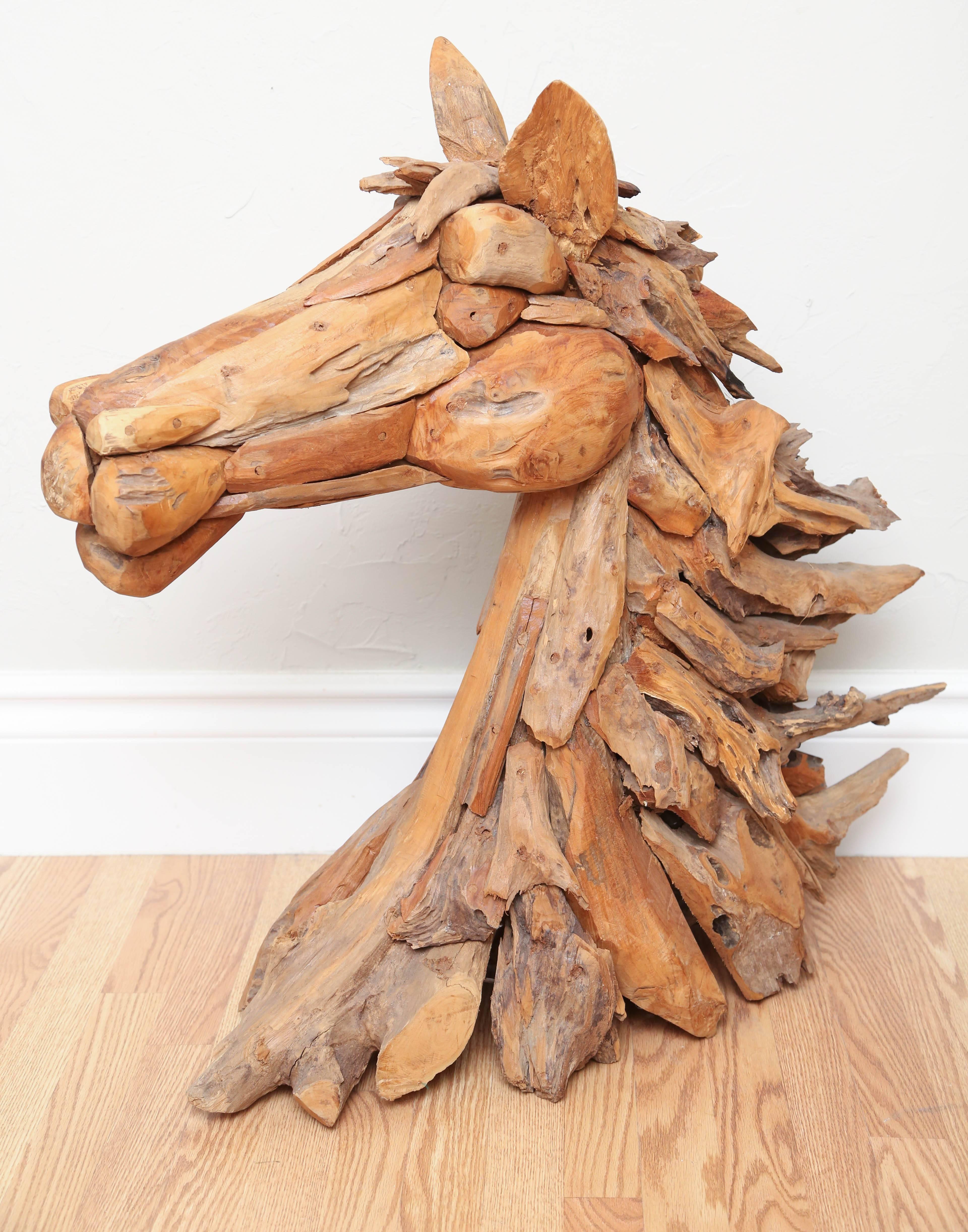 20th Century Original Driftwood Carved Horse Sculpture For Sale