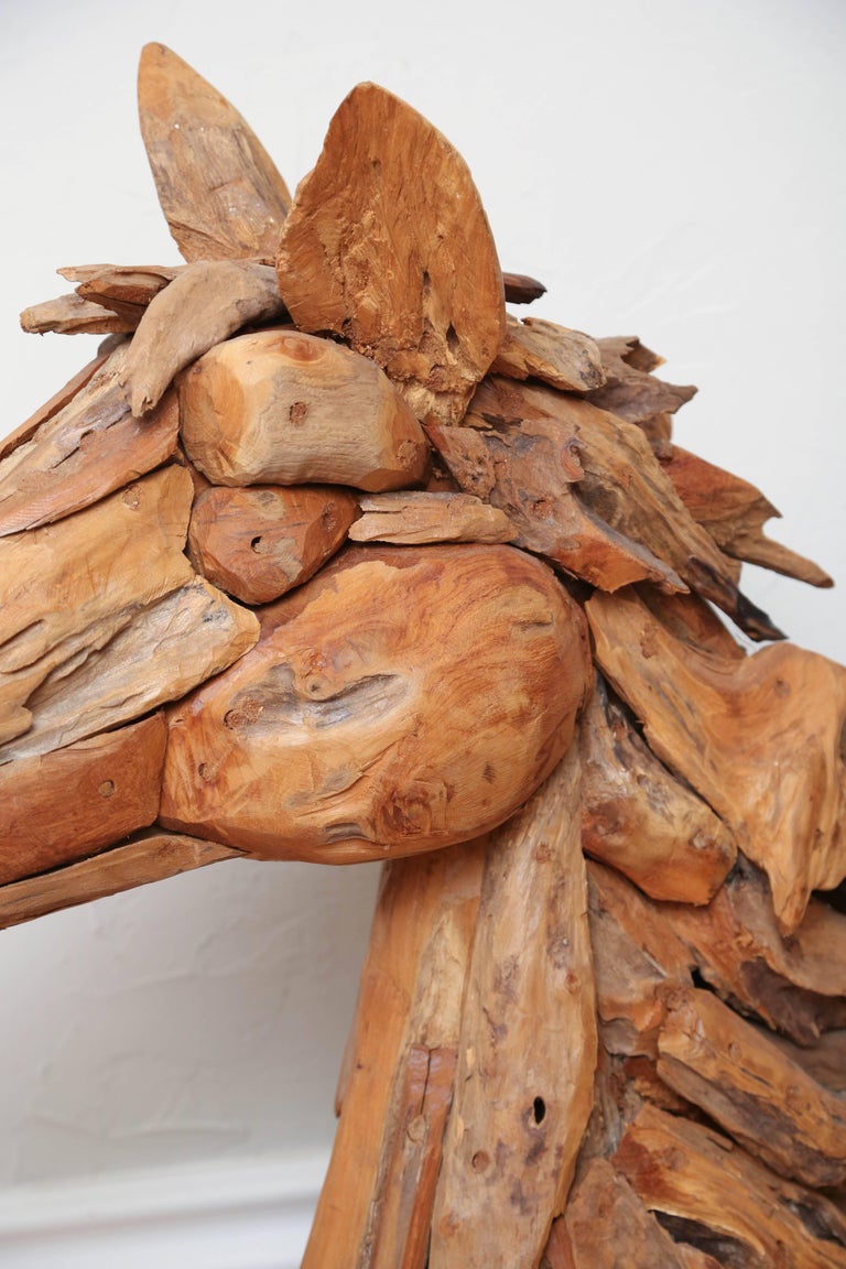 Original Driftwood Carved Horse Sculpture For Sale at 1stDibs