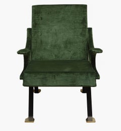 Ignazio Gardella "Digamma" Green Velvet Italian Armchair for Gavina, 1957