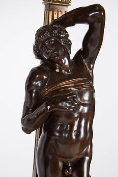 Ferdinand Barbedienne, a Large Pair of French Gilt Patinated Bronze Candelabras