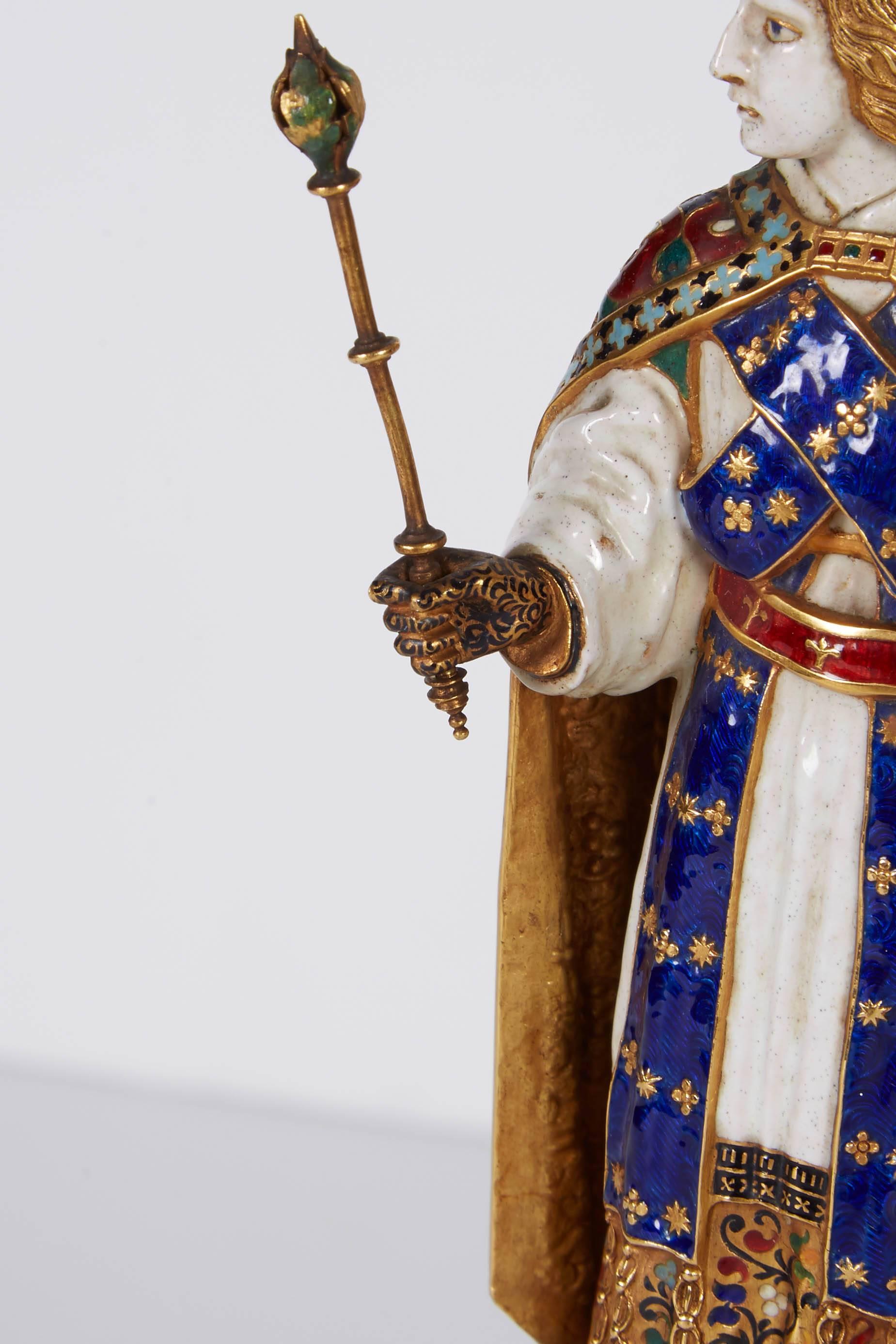 Enamel Gold and Rock Crystal Figure of Emperor Maximilian I by Reinhold Vasters In Excellent Condition For Sale In New York, NY